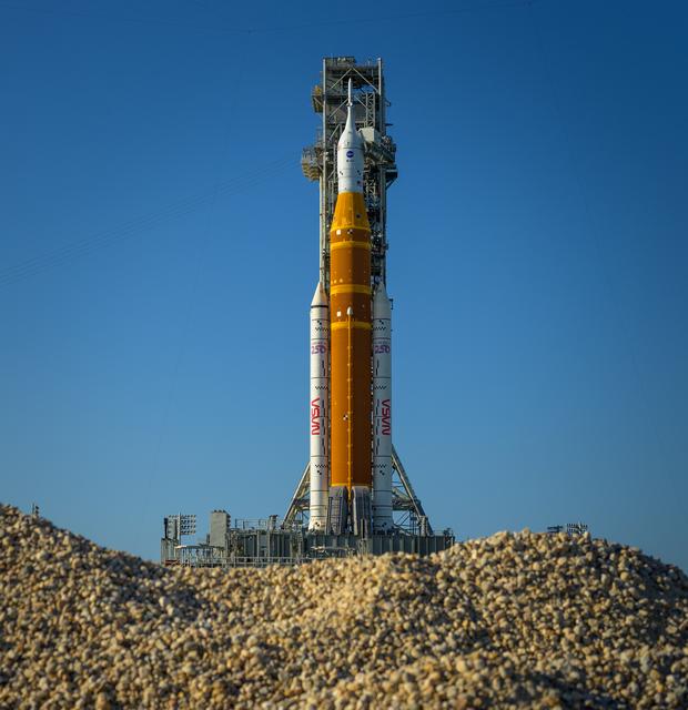 NASA’s Artemis II Space Launch System (SLS) rocket and Orion spacecraft are s...