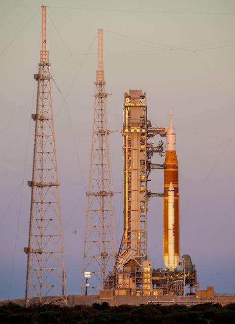 NASA’s Artemis II Space Launch System (SLS) rocket and Orion spacecraft are s...