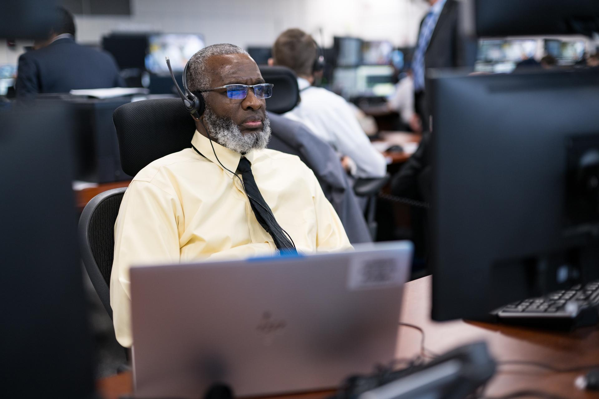 Teams monitor the countdown of the launch of NASA’s Space Launch System (SLS) rocket and Orion spacecraft with NASA astronauts Reid Wiseman, commander; Victor Glover, pilot; Christina Koch, mission specialist; and CSA (Canadian Space Agency) astronaut Jeremy Hansen, mission specialist onboard on the Artemis II mission from Firing Room 2 of the Rocco A. Petrone Launch Control Center, Wednesday, April 1, 2026, at NASA’s Kennedy Space Center in Florida. NASA’s Artemis II mission will take Wiseman, Glover, Koch, and Hansen on a 10-day journey around the Moon and back aboard SLS rocket and Orion spacecraft from Launch Complex 39B. The quartet launched at  6:35pm EDT. Photo Credit: (NASA/Aubrey Gemignani)