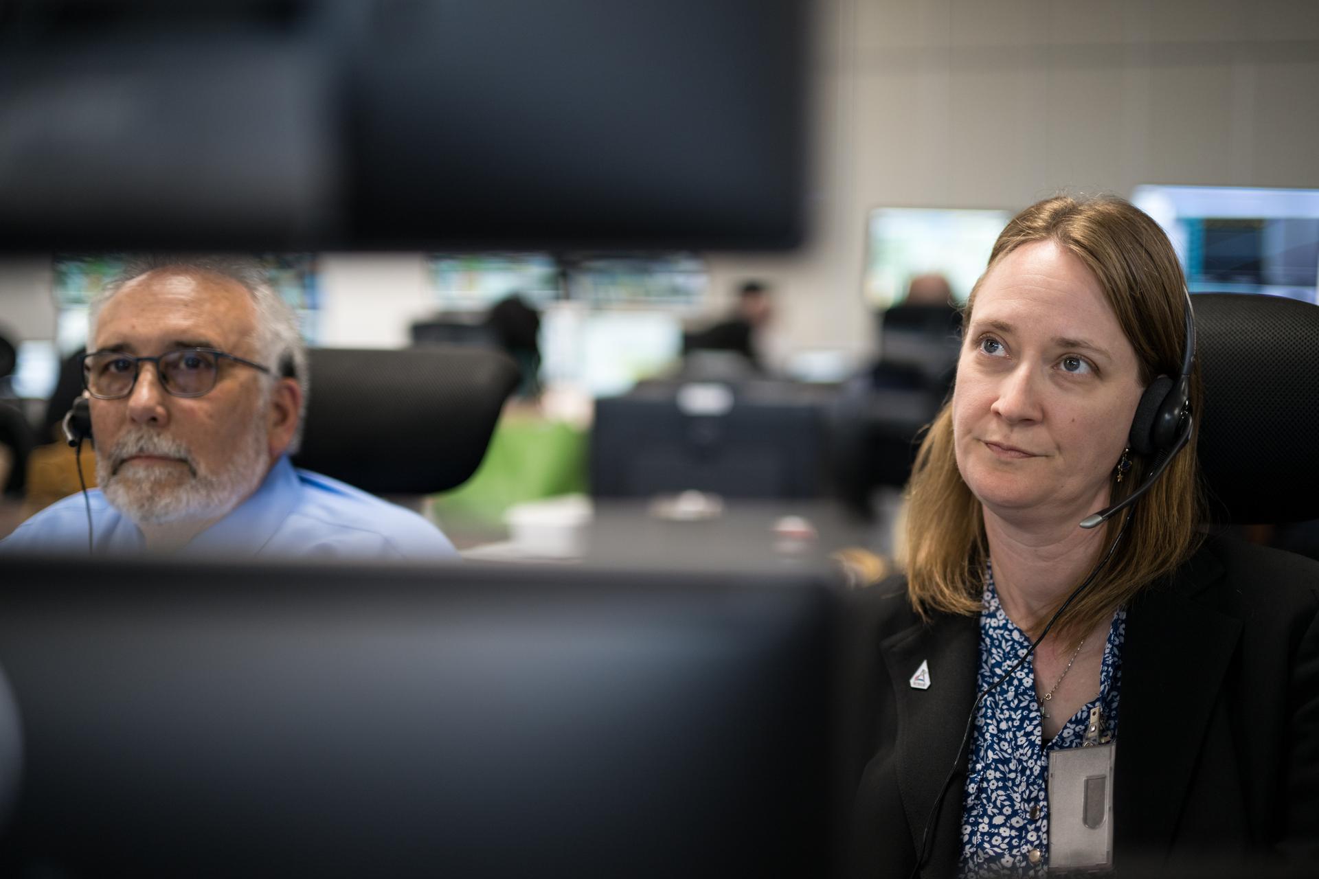 Teams monitor the countdown of the launch of NASA’s Space Launch System (SLS) rocket and Orion spacecraft with NASA astronauts Reid Wiseman, commander; Victor Glover, pilot; Christina Koch, mission specialist; and CSA (Canadian Space Agency) astronaut Jeremy Hansen, mission specialist onboard on the Artemis II mission from Firing Room 2 of the Rocco A. Petrone Launch Control Center, Wednesday, April 1, 2026, at NASA’s Kennedy Space Center in Florida. NASA’s Artemis II mission will take Wiseman, Glover, Koch, and Hansen on a 10-day journey around the Moon and back aboard SLS rocket and Orion spacecraft from Launch Complex 39B. The quartet launched at 6:35pm EDT. Photo Credit: (NASA/Aubrey Gemignani)