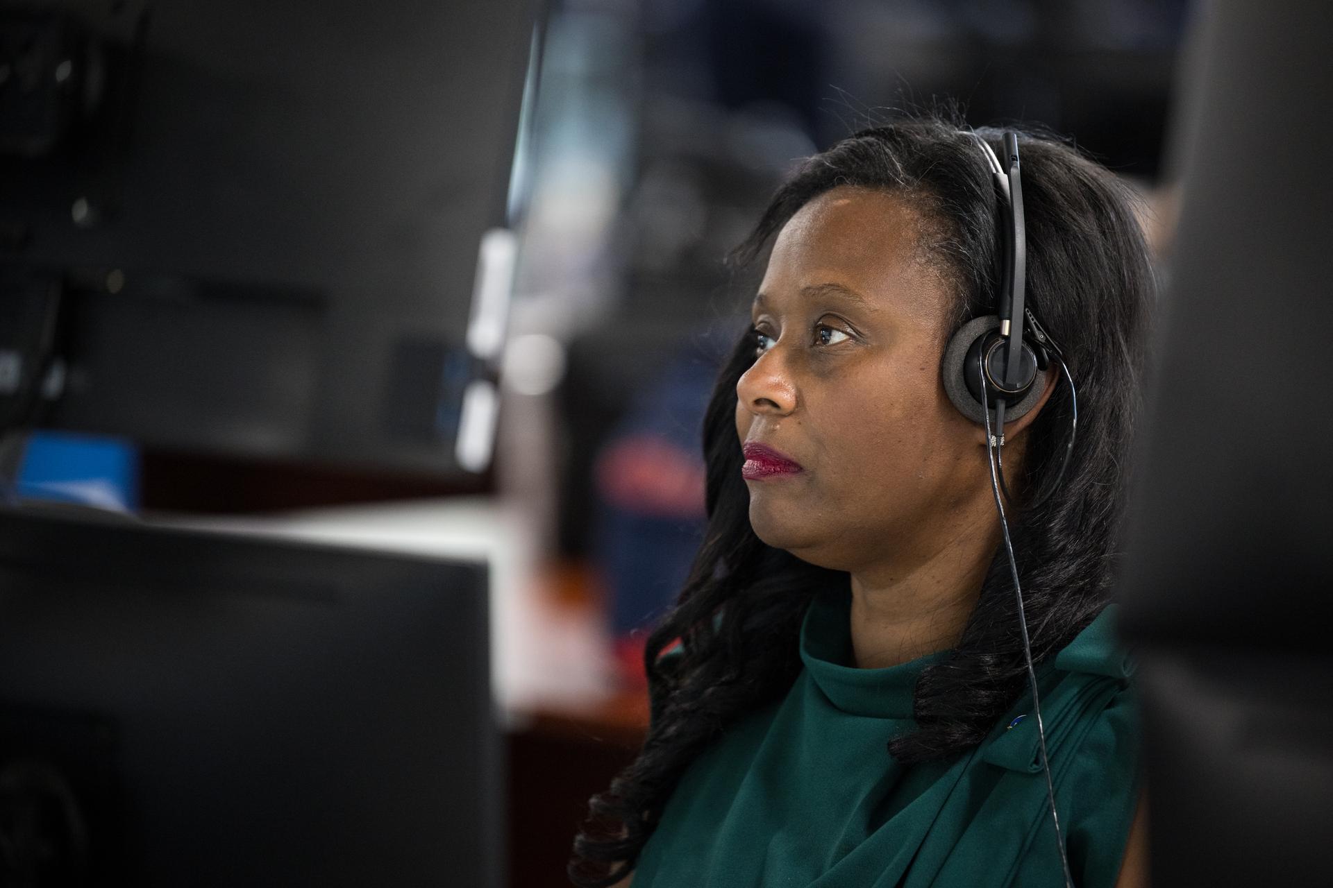 Teams monitor the countdown of the launch of NASA’s Space Launch System (SLS) rocket and Orion spacecraft with NASA astronauts Reid Wiseman, commander; Victor Glover, pilot; Christina Koch, mission specialist; and CSA (Canadian Space Agency) astronaut Jeremy Hansen, mission specialist onboard on the Artemis II mission from Firing Room 2 of the Rocco A. Petrone Launch Control Center, Wednesday, April 1, 2026, at NASA’s Kennedy Space Center in Florida. NASA’s Artemis II mission will take Wiseman, Glover, Koch, and Hansen on a 10-day journey around the Moon and back aboard SLS rocket and Orion spacecraft from Launch Complex 39B. The quartet launched at 6:35pm EDT. Photo Credit: (NASA/Aubrey Gemignani)