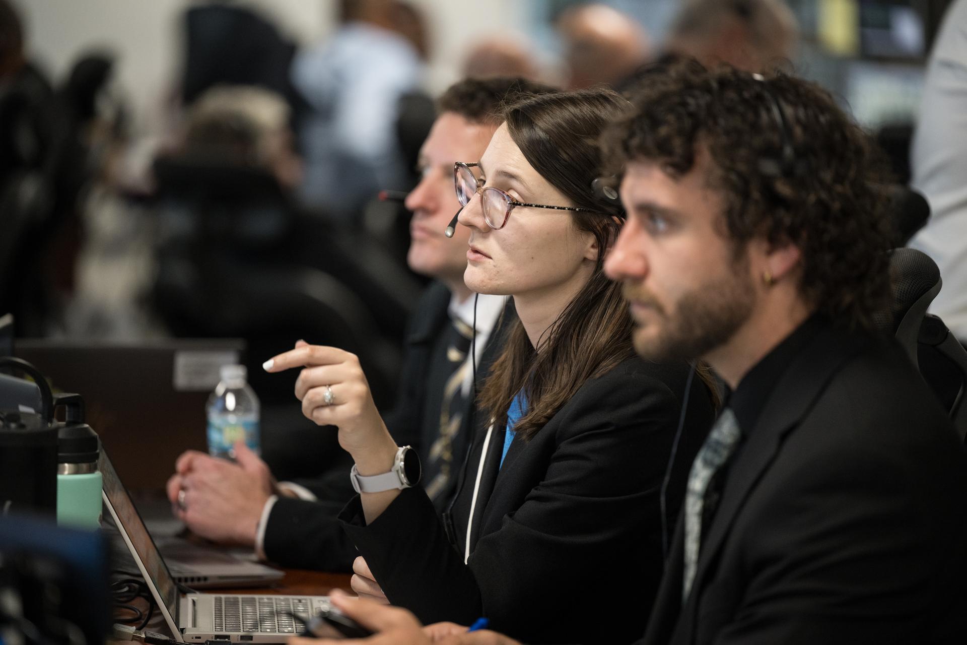 Teams monitor the countdown of the launch of NASA’s Space Launch System (SLS) rocket and Orion spacecraft with NASA astronauts Reid Wiseman, commander; Victor Glover, pilot; Christina Koch, mission specialist; and CSA (Canadian Space Agency) astronaut Jeremy Hansen, mission specialist onboard on the Artemis II mission from Firing Room 2 of the Rocco A. Petrone Launch Control Center, Wednesday, April 1, 2026, at NASA’s Kennedy Space Center in Florida. NASA’s Artemis II mission will take Wiseman, Glover, Koch, and Hansen on a 10-day journey around the Moon and back aboard SLS rocket and Orion spacecraft from Launch Complex 39B. The quartet launched at 6:35pm EDT. Photo Credit: (NASA/Aubrey Gemignani)