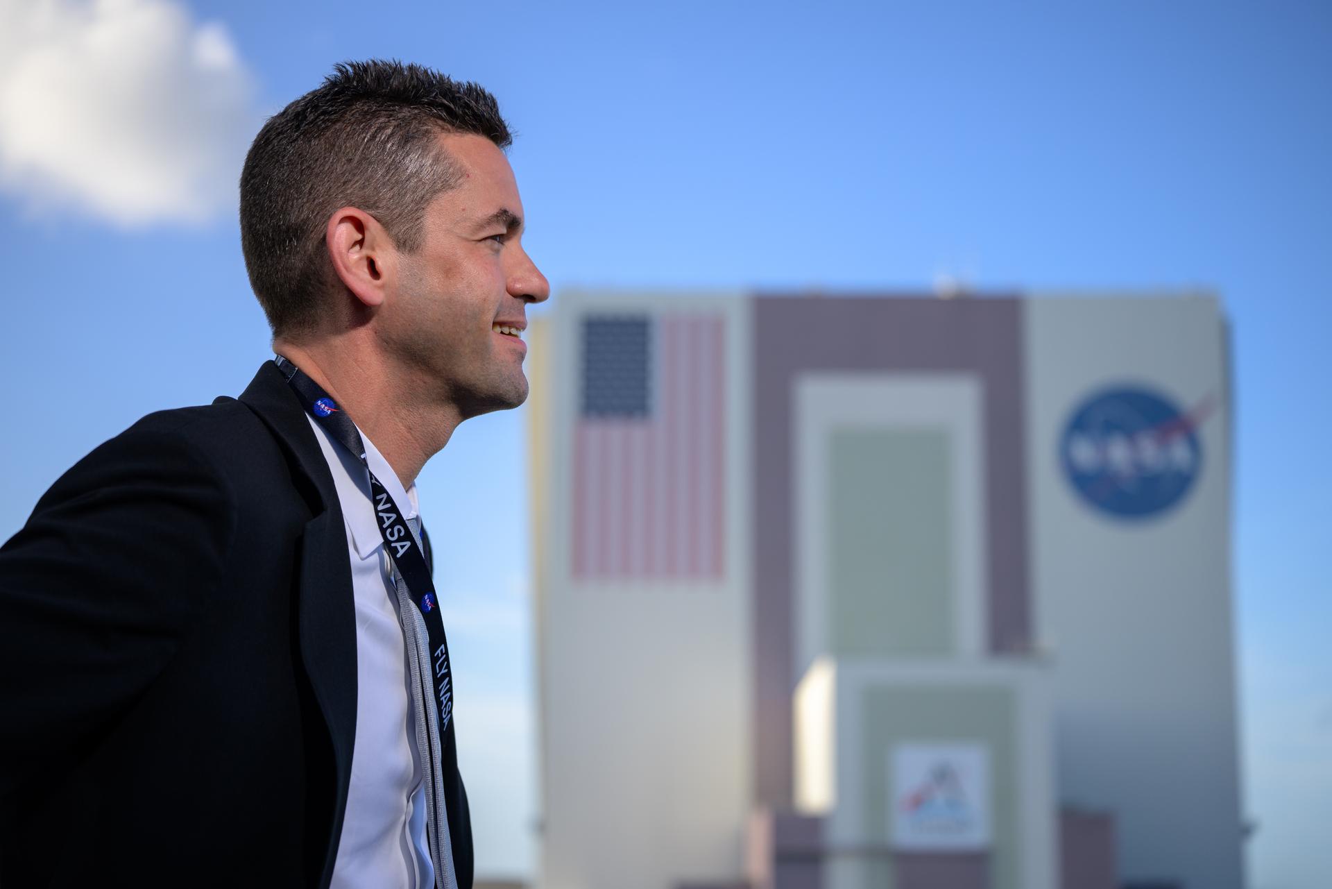 NASA Administrator Jared Isaacman monitors the countdown to the launch of NASA’s Space Launch System rocket carrying the Orion spacecraft with NASA astronauts Reid Wiseman, commander; Victor Glover, pilot; Christina Koch, mission specialist; and CSA (Canadian Space Agency) astronaut Jeremy Hansen, mission specialist on NASA’s Artemis II mission, Wednesday, April 1, 2026, from the Operations and Support Building II at NASA’s Kennedy Space Center in Florida. NASA’s Artemis II mission will take Wiseman, Glover, Koch, and Hansen on a 10-day journey around the Moon and back aboard SLS rocket and Orion spacecraft which launched at 6:35pm EDT from Launch Complex 39B. Photo Credit: (NASA/Bill Ingalls)
