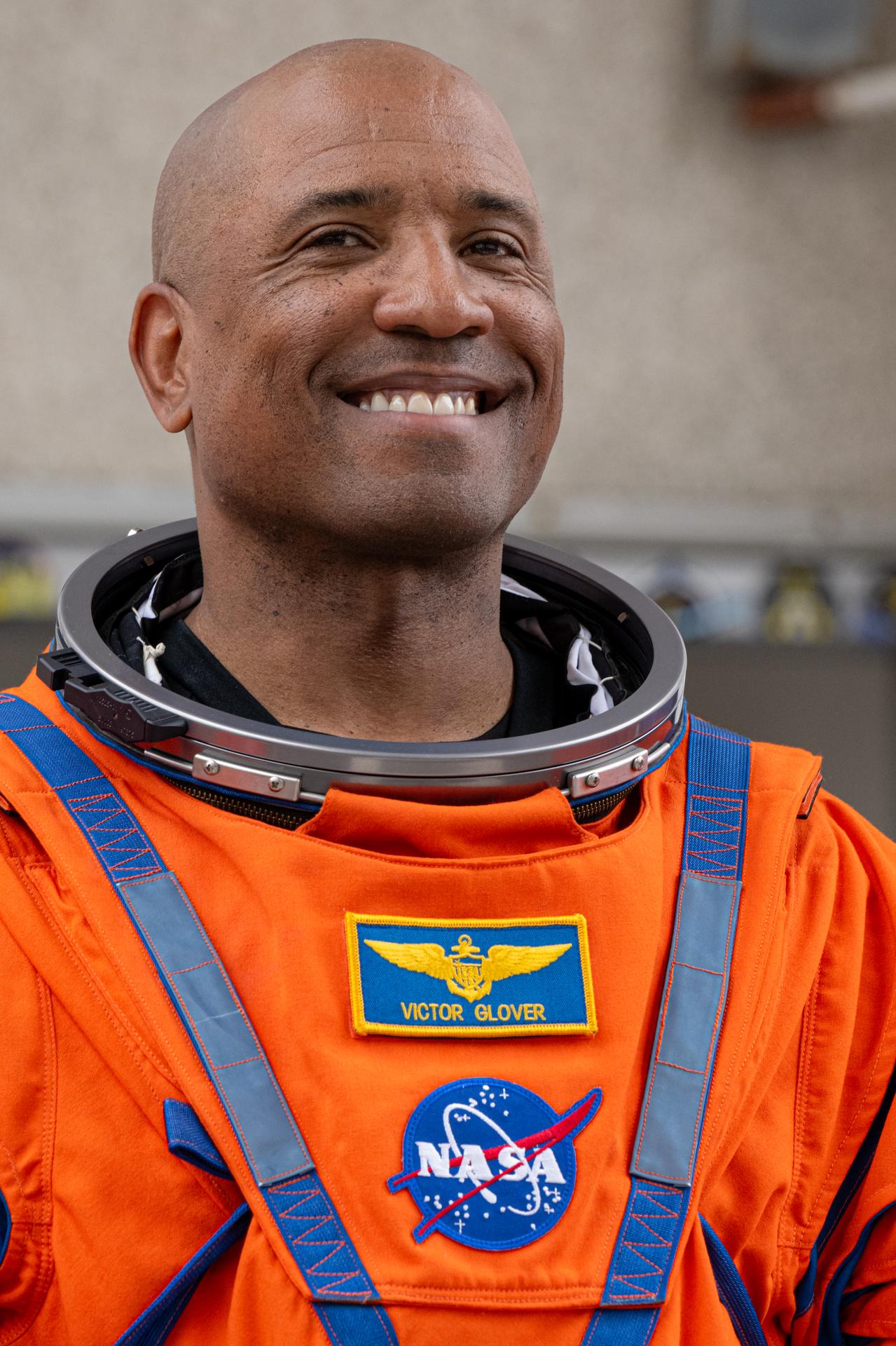 Artemis II astronaut Pilot Victor Glover is seen as the Artemis II crew prepares to depart the Neil A. Armstrong Operations and Checkout Building for Launch Complex 39B at Kennedy Space Center to board NASA’s Artemis II Space Launch System (SLS) rocket and Orion spacecraft for the Artemis II launch, Wednesday, Apr. 1, 2026, at NASA’s Kennedy Space Center in Florida. NASA’s Artemis II test flight will take Commander Reid Wiseman, Pilot Victor Glover, and Mission Specialist Christina Koch from NASA, and Mission Specialist Jeremy Hansen from the CSA (Canadian Space Agency), around the Moon and back to Earth no earlier than April 1, 2026. Photo Credit: (NASA/John Kraus)