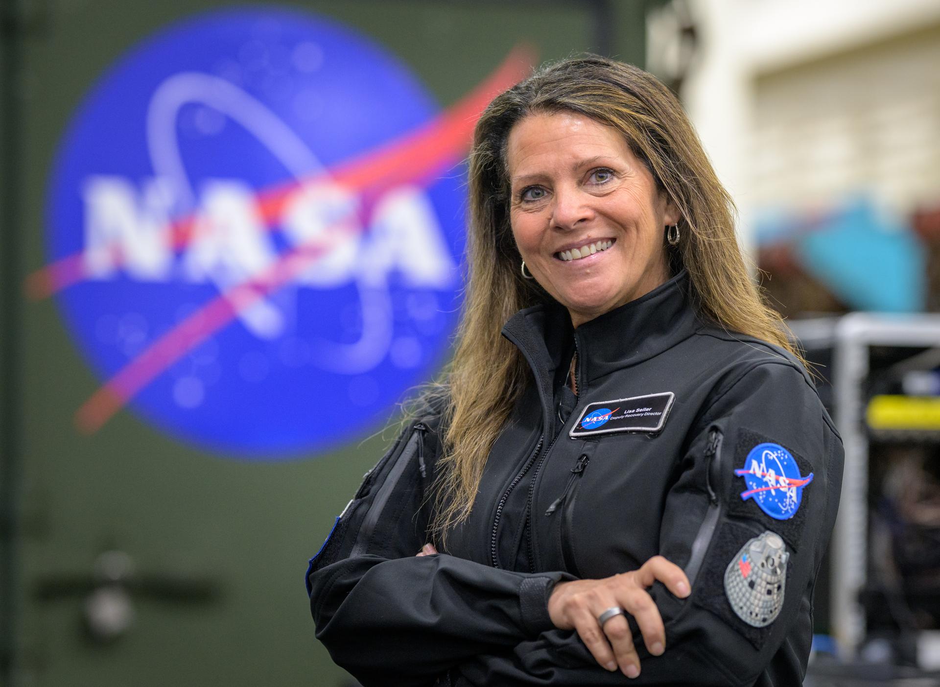 Lisa Seiler, Artemis Landing and Recovery Deputy Director, poses for a portrait onboard USS John P. Murtha, Thursday, April 9, 2026, in the Pacific Ocean off the coast of California.  Photo Credit: (NASA/Bill Ingalls)
