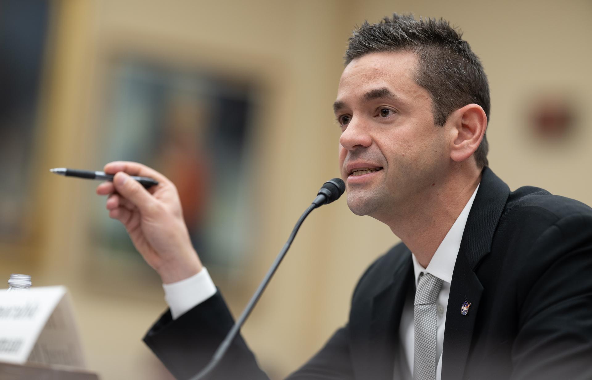NASA Administrator Jared Isaacman testifies during a House Committee on Science, Space, and Technology hearing regarding the President’s Fiscal Year 2027 budget request for the agency, Wednesday, April 22, 2026, at the Rayburn House Office Building in Washington.  Photo Credit: (NASA/Joel Kowsky)