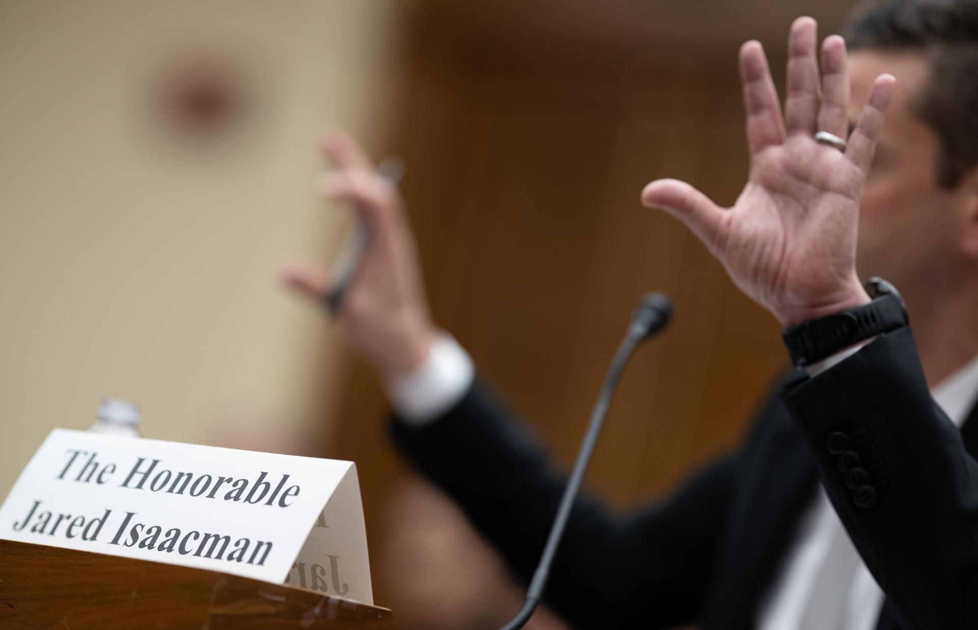 NASA Administrator Jared Isaacman testifies during a House Committee on Science, Space, and Technology hearing regarding the President’s Fiscal Year 2027 budget request for the agency, Wednesday, April 22, 2026, at the Rayburn House Office Building in Washington.  Photo Credit: (NASA/Joel Kowsky)