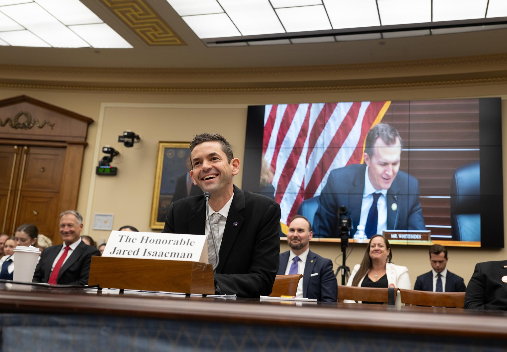 NASA Administrator Jared Isaacman testifies during a House Committee on Science, Space, and Technology hearing regarding the President’s Fiscal Year 2027 budget request for the agency, Wednesday, April 22, 2026, at the Rayburn House Office Building in Washington.  Photo Credit: (NASA/Joel Kowsky)