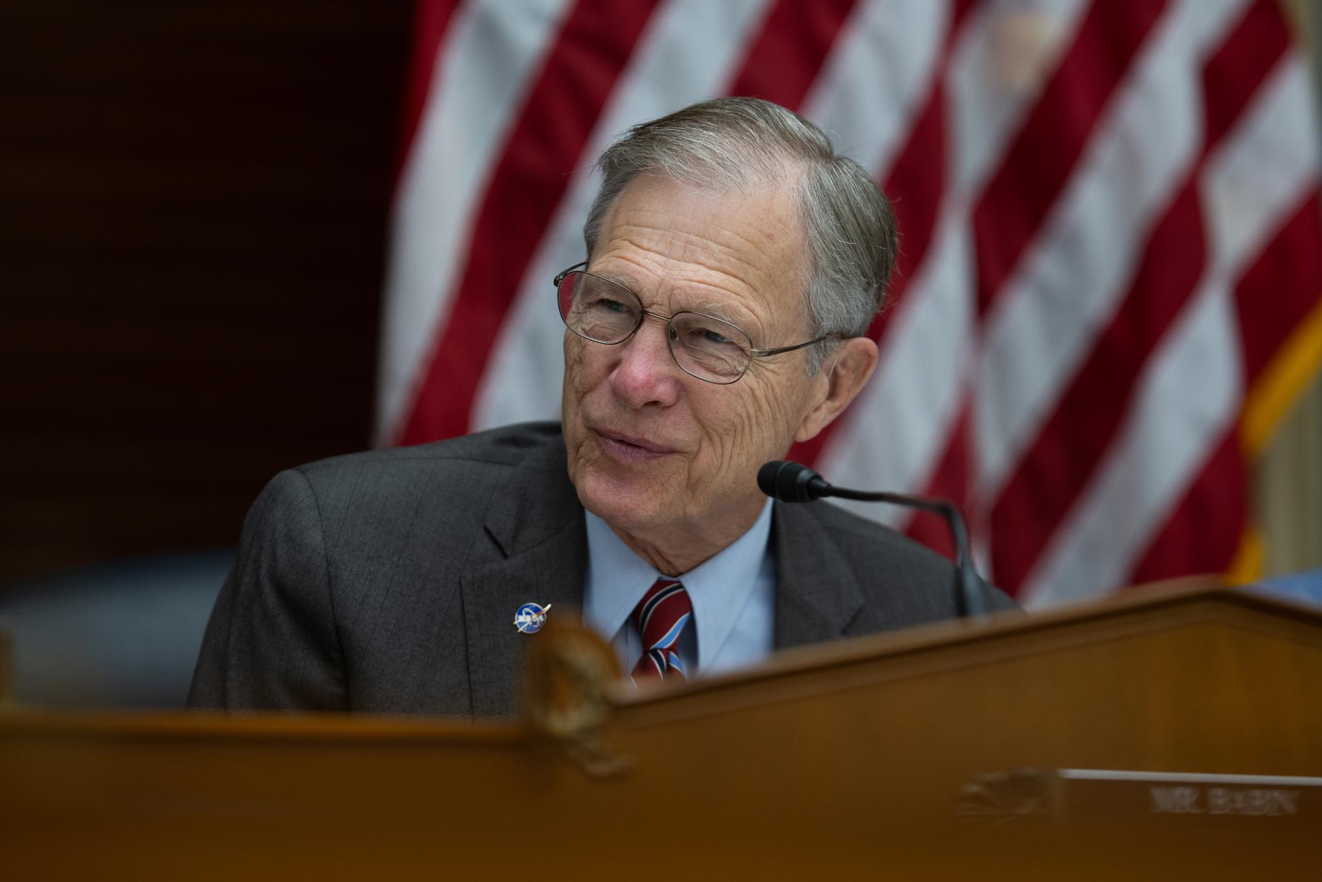 Chairman of the House Committee on Science Space, and Technology Brian Babin, R-Texas, is seen during a committee hearing on the President’s Fiscal Year 2027 budget request for NASA, Wednesday, April 22, 2026, at the Rayburn House Office Building in Washington.  Photo Credit: (NASA/Joel Kowsky)