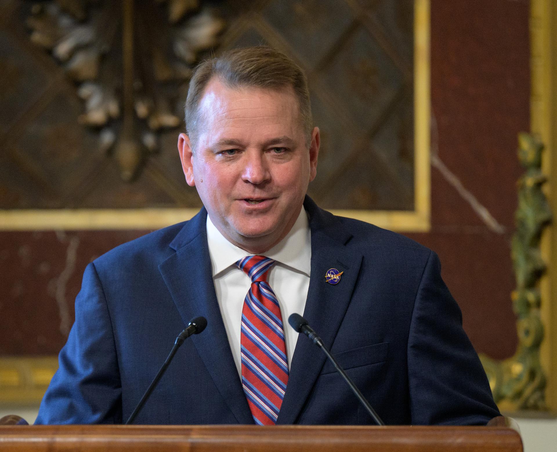 NASA Deputy Administrator Matt Anderson gives remarks after being sworn in as the agency’s 16th deputy administrator, Thursday, May 21, 2026, at the Eisenhower Executive Office Building in Washington. Photo Credit: (NASA/Bill Ingalls)
