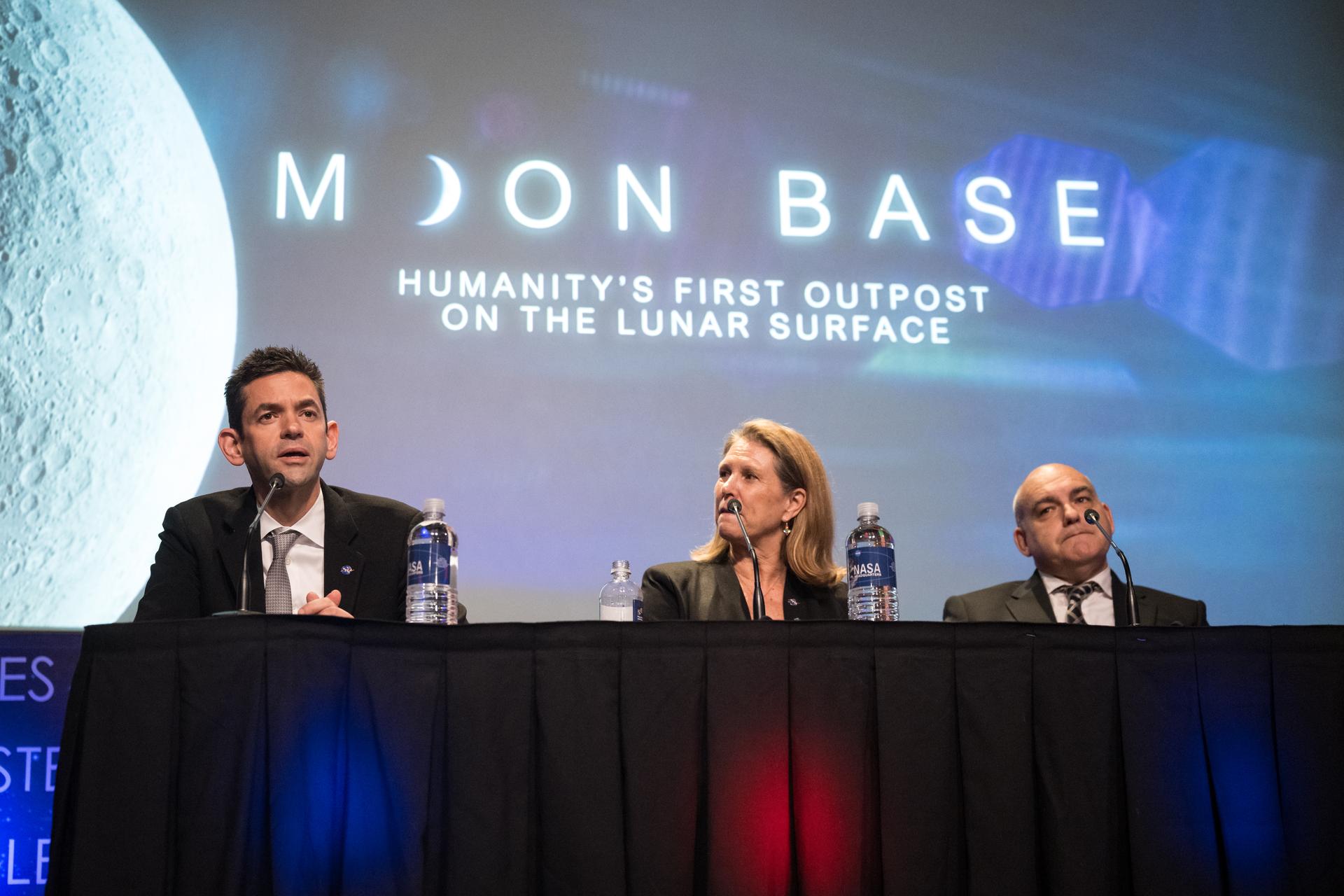 NASA Administrator Jared Isaacman provides remarks during a news conference to discuss Moon Base, a long-term lunar exploration and infrastructure initiative designed to enable sustained human presence and expanded scientific and commercial activity at the lunar South Pole, Tuesday, May 26, 2026, at the Mary W. Jackson NASA Headquarters building in Washington. Photo Credit: (NASA/Aubrey Gemignani)