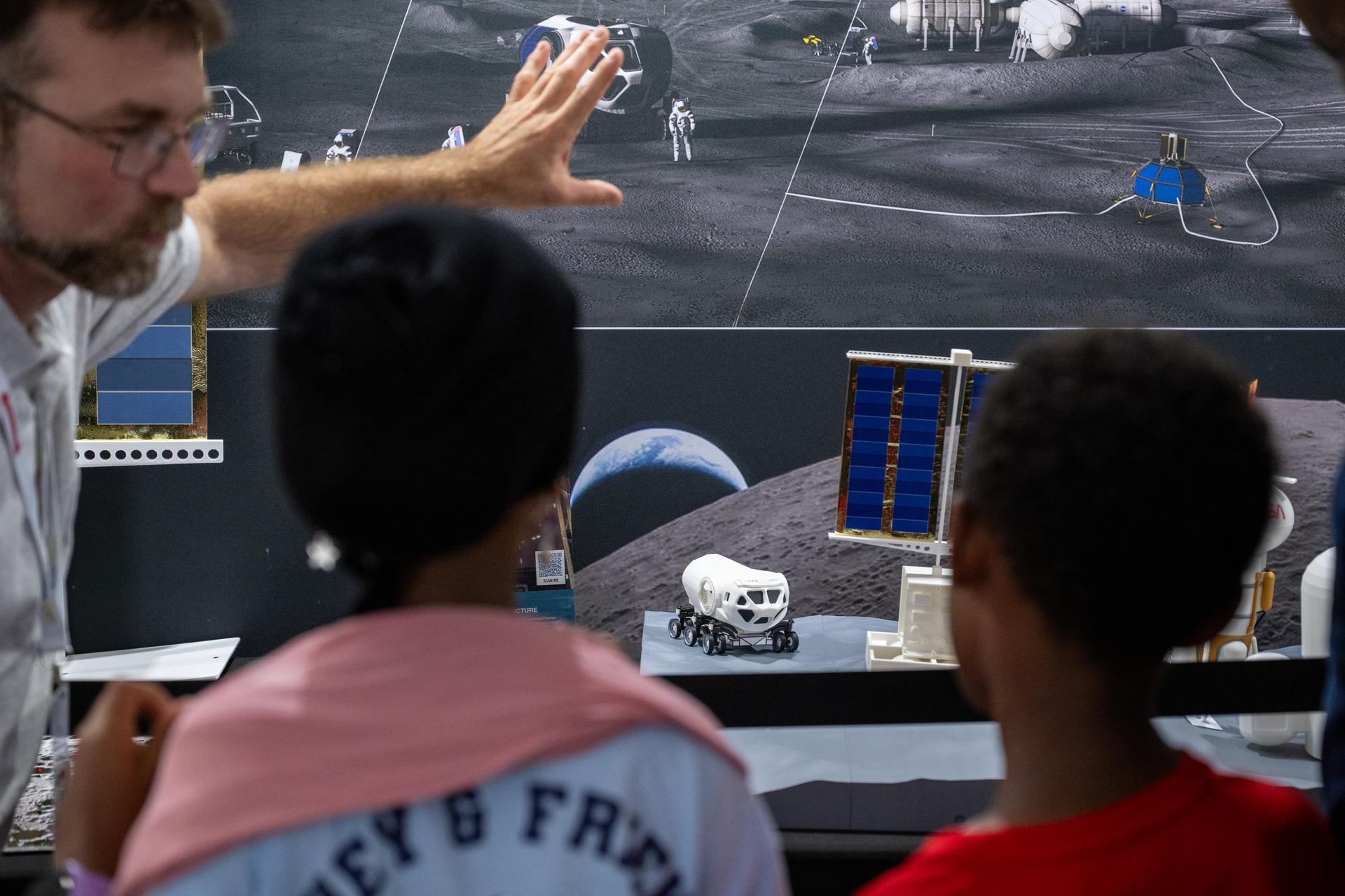 Visitors to the Great American State Fair are seen as they view exhibits in the NASA Pavilion, Thursday, June 25, 2026, on the National Mall in Washington, D.C.  Photo Credit: (NASA/Keegan Barber)