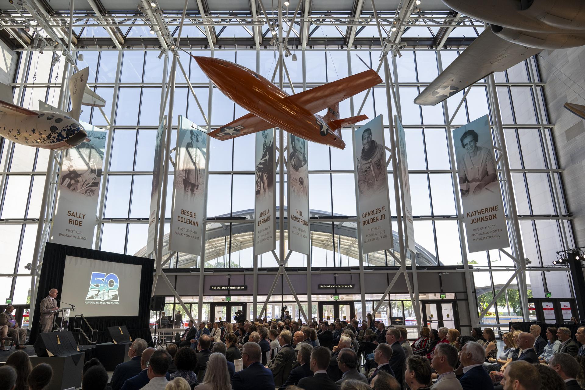 Director of the Smithsonian’s National Air and Space Museum Christopher Browne delivers remarks during the museum’s rededication ceremony Wednesday, July 1, 2026, in Washington. Photo Credit: (NASA/Keegan Barber)
