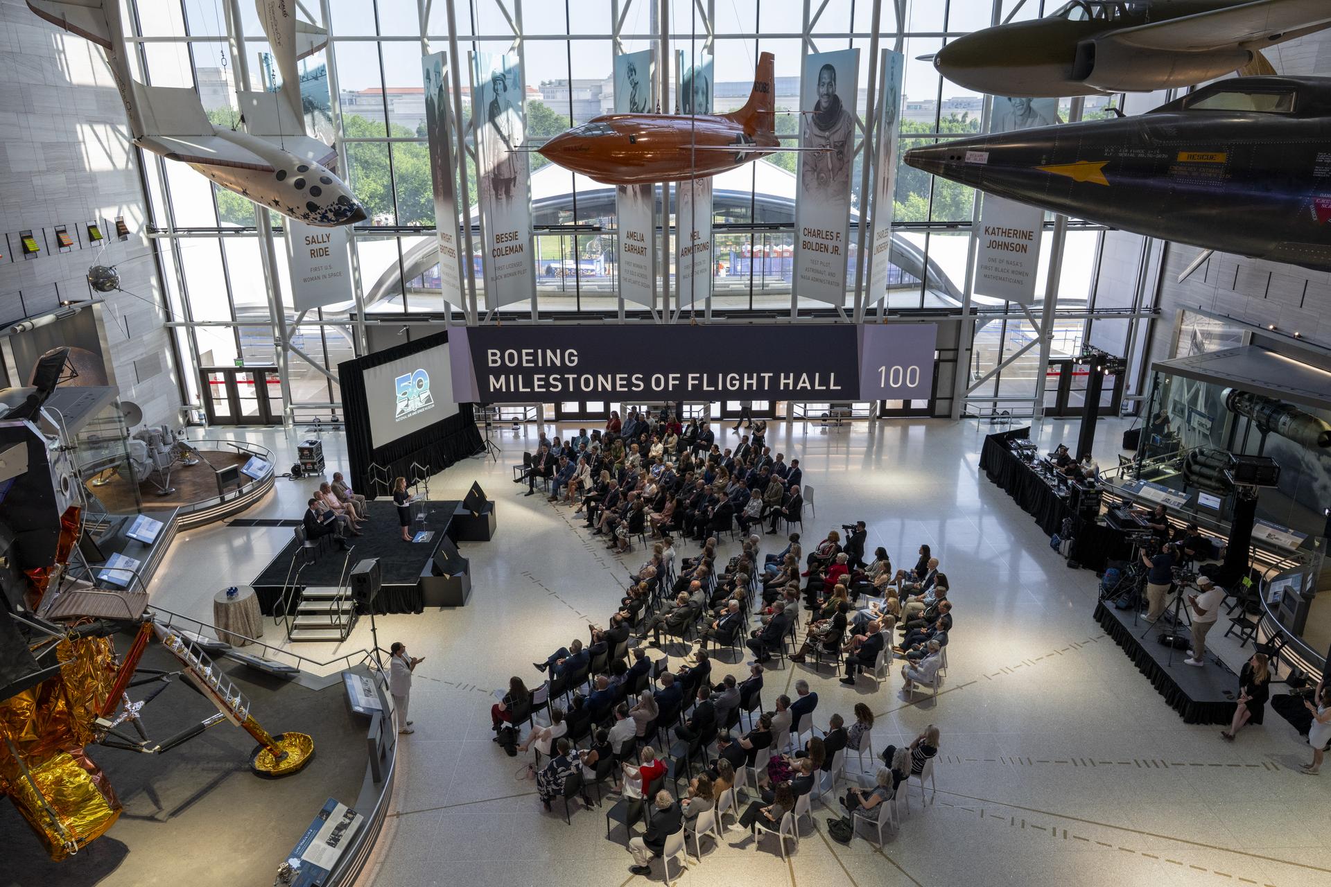 Under Secretary for Science and Research at the Smithsonian Institution Ellen Stofan delivers remarks during the Smithsonian’s National Air and Space Museum rededication ceremony Wednesday, July 1, 2026, in Washington. Photo Credit: (NASA/Keegan Barber)
