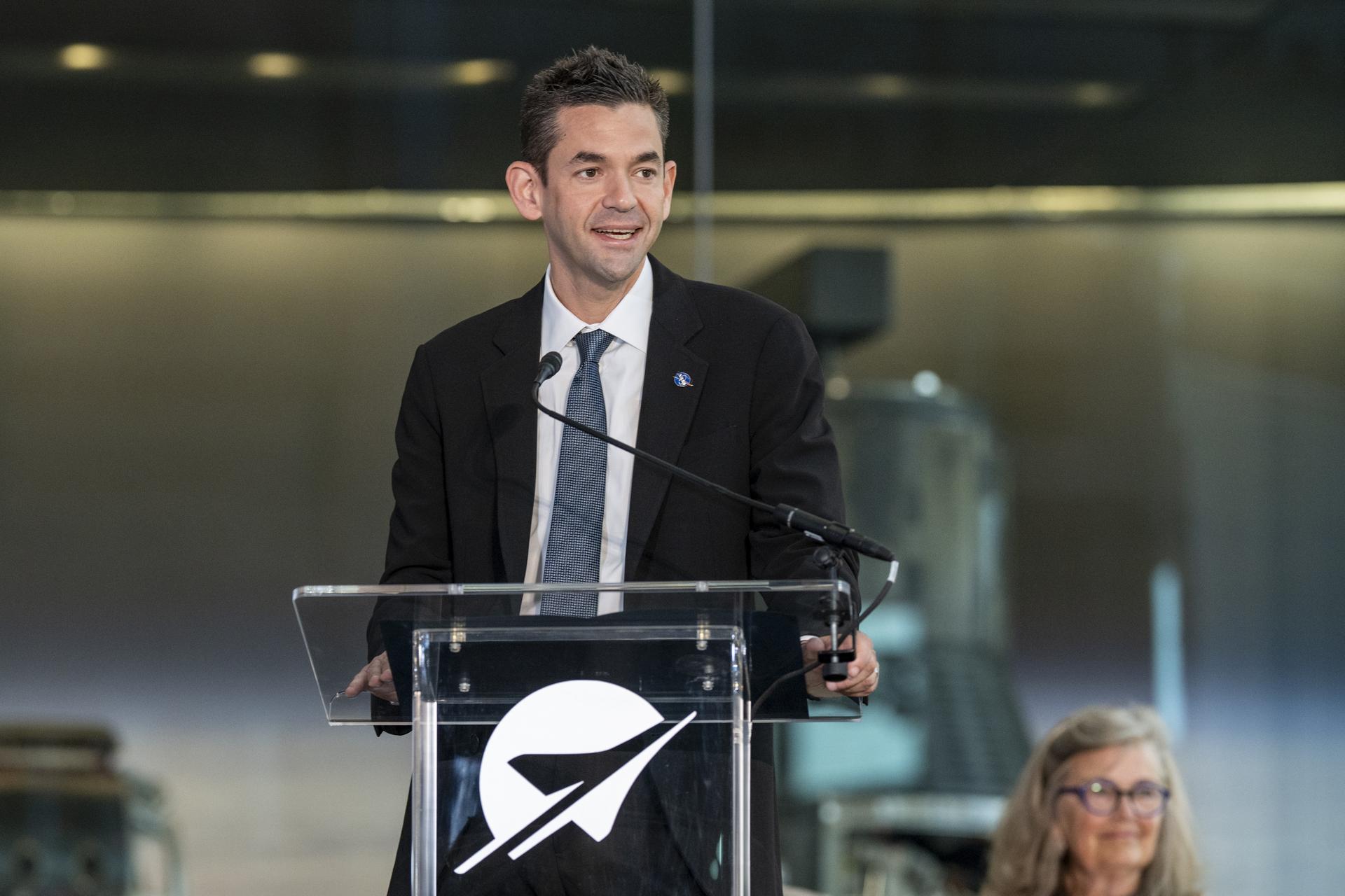 NASA Administrator Jared Isaacman delivers remarks during the Smithsonian’s National Air and Space Museum rededication ceremony Wednesday, July 1, 2026, in Washington. Photo Credit: (NASA/Keegan Barber)
