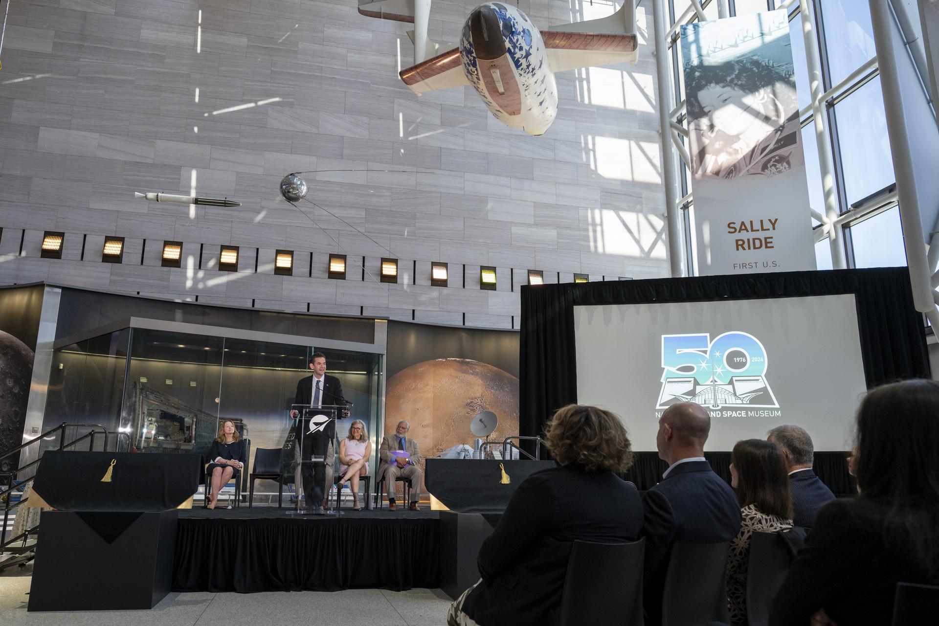 NASA Administrator Jared Isaacman delivers remarks during the Smithsonian’s National Air and Space Museum rededication ceremony Wednesday, July 1, 2026, in Washington. Photo Credit: (NASA/Keegan Barber)