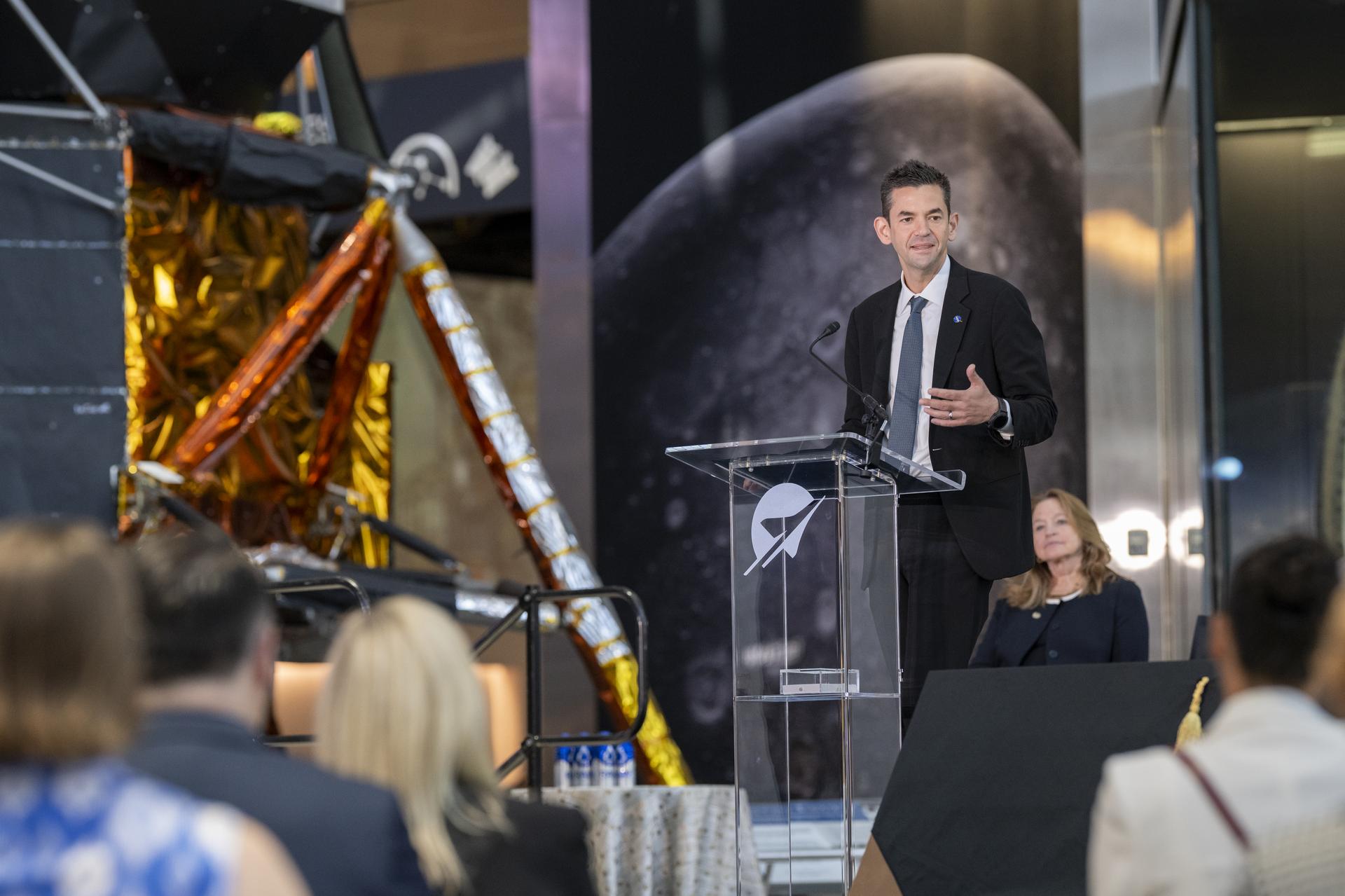 NASA Administrator Jared Isaacman delivers remarks during the Smithsonian’s National Air and Space Museum rededication ceremony Wednesday, July 1, 2026, in Washington. Photo Credit: (NASA/Keegan Barber)