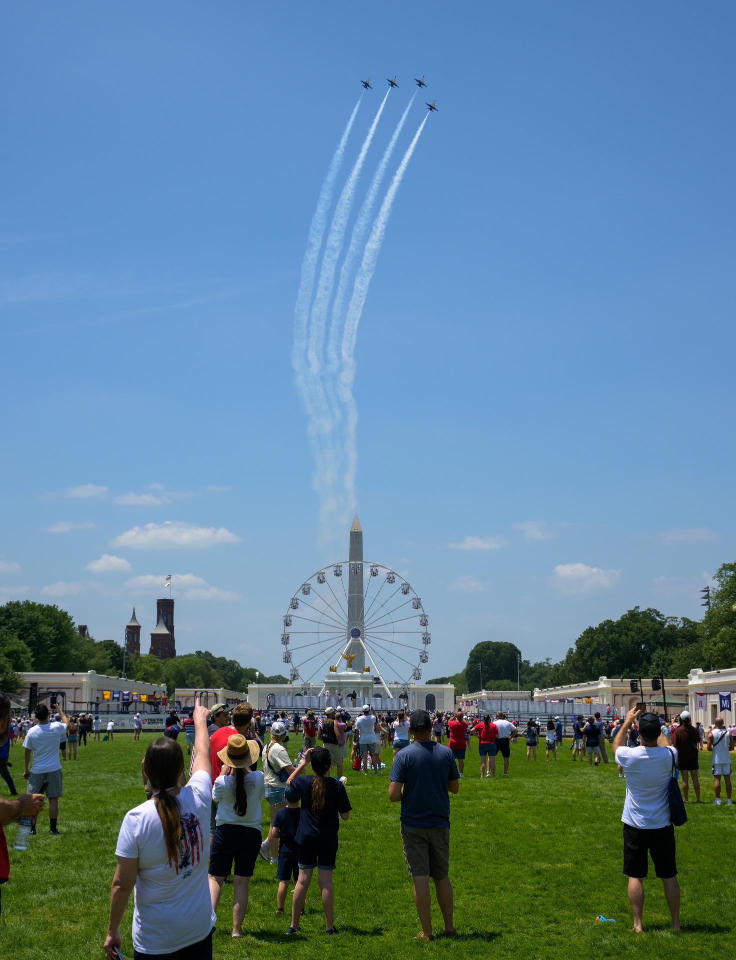 NASA Administrator Jared Isaacman leads a flyover featuring his personally owned F-5 Tiger over the Great American State Fair, Saturday, July 4, 2026, on the National Mall in Washington.  Photo Credit: (NASA/Bill Ingalls)