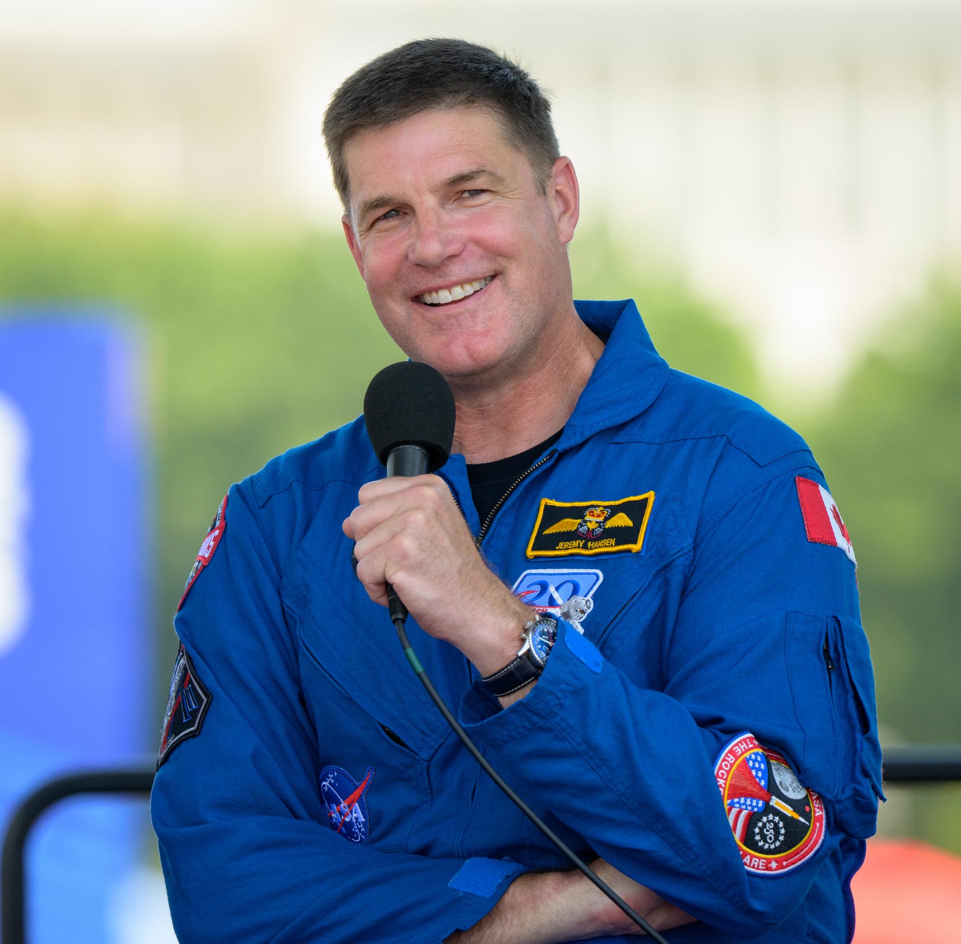 CSA (Canadian Space Agency) astronaut Jeremy Hansen, Artemis II mission specialist, participates in a panel discussion during the Great American State Fair, Saturday, July 4, 2026, on the National Mall in Washington, D.C.  Photo Credit: (NASA/Bill Ingalls)
