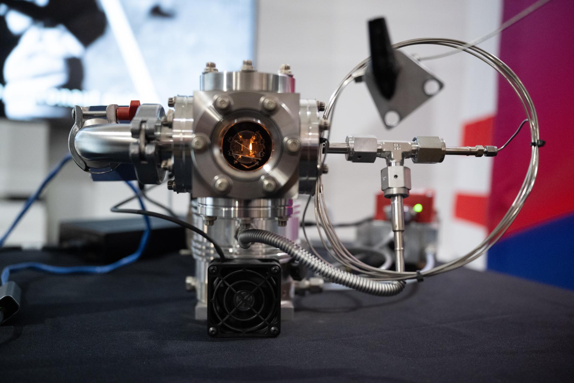 A demonstration model of the Mass Spectrometer observing lunar operations, or MSolo, is seen at the Great American State Fair as visitors view NASA exhibits in the American Innovation Pavilion, Wednesday, July 8, 2026, on the National Mall in Washington, D.C. MSolo is a modified commercial off-the-shelf mass spectrometer developed at NASA’s Kennedy Space Center to analyze the chemical makeup of the Moon’s surface.  Photo Credit: (NASA/Joel Kowsky)
