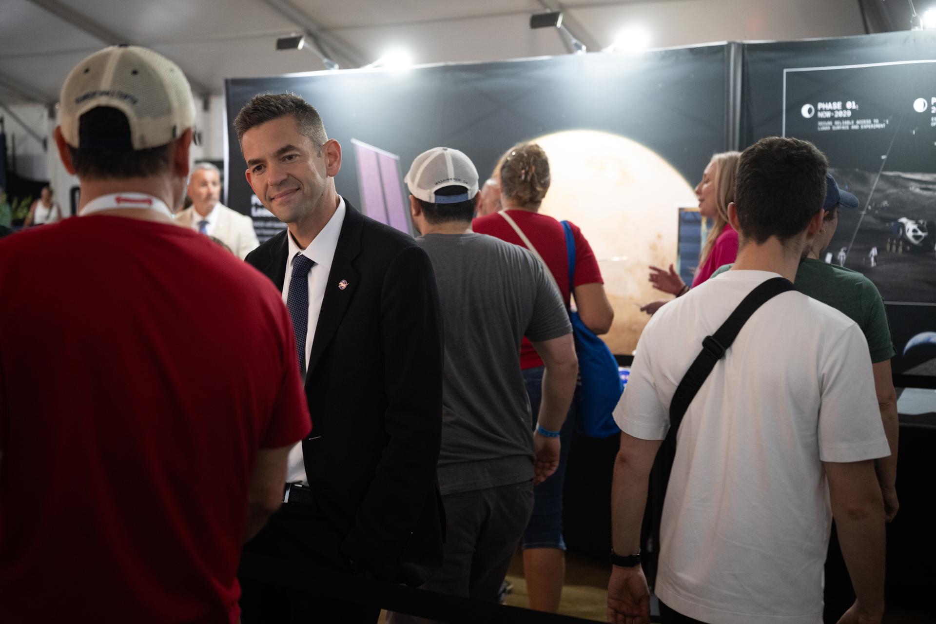NASA Administrator Jared Isaacman visits the agency’s exhibit at the Great American State Fair in the American Innovation Pavilion, Wednesday, July 8, 2026, on the National Mall in Washington, D.C.  Photo Credit: (NASA/Joel Kowsky)