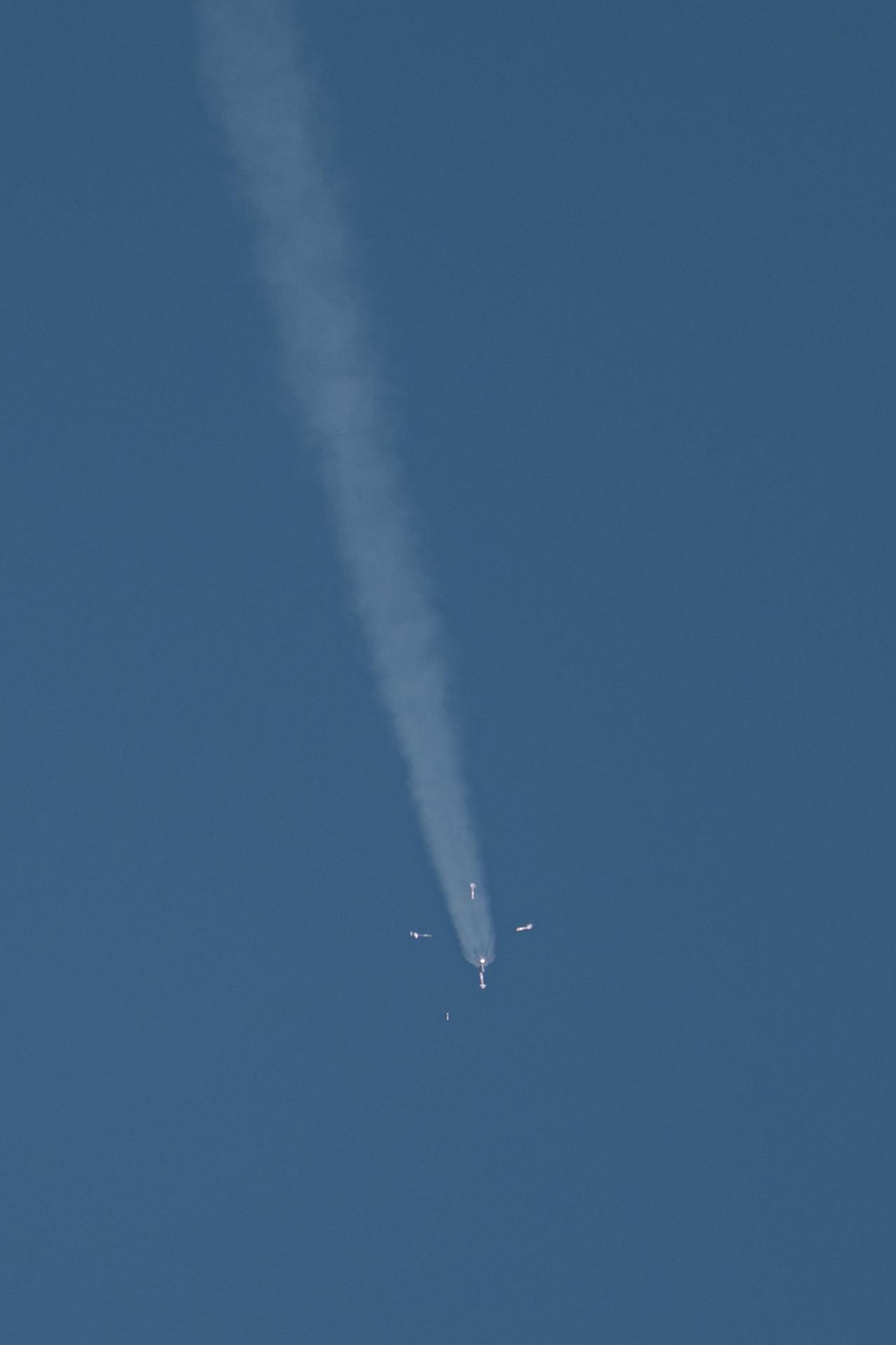 A Soyuz rocket launches to the International Space Station with Expedition 75 crewmembers NASA astronaut Anil Menon and Roscosmos cosmonauts Pyotr Dubrov and Anna Kikina, Tuesday, July 14, 2026, at Site 31/6 at the Baikonur Cosmodrome in Kazakhstan. The trio lifted off for the Soyuz MS-29 mission at 7:47 p.m. local time to begin their long-duration stay aboard the orbital outpost. Photo Credit: (NASA/John Kraus)