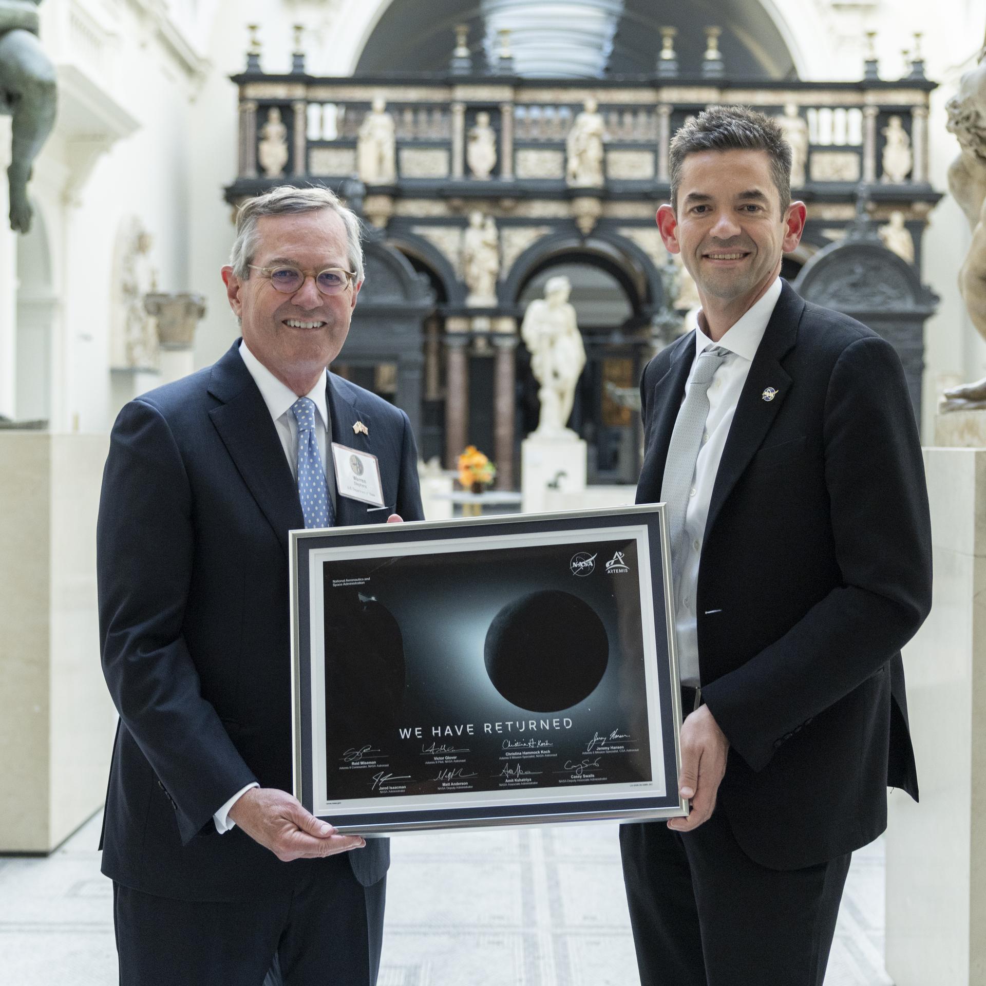 Jared Isaacman meets with The Honorable Warren Stephens, United States Ambassador to the United Kingdom at the Victoria and Albert Museum in the United Kingdom.