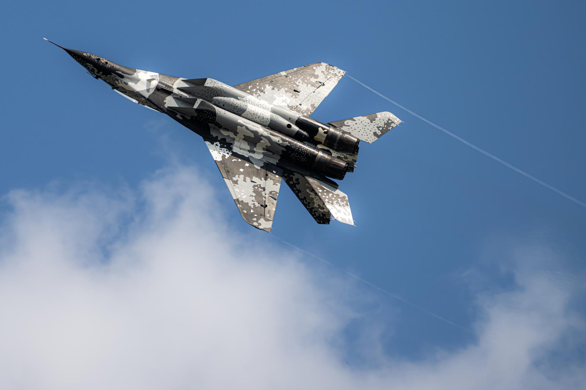 NASA Administrator Jared Isaacman flies his personal MiG-29 aircraft during an air show performance, Thursday, July 23, 2026, at EAA AirVenture Oshkosh at Wittman Regional Airport in Oshkosh, Wis. Photo Credit: (NASA/John Kraus)