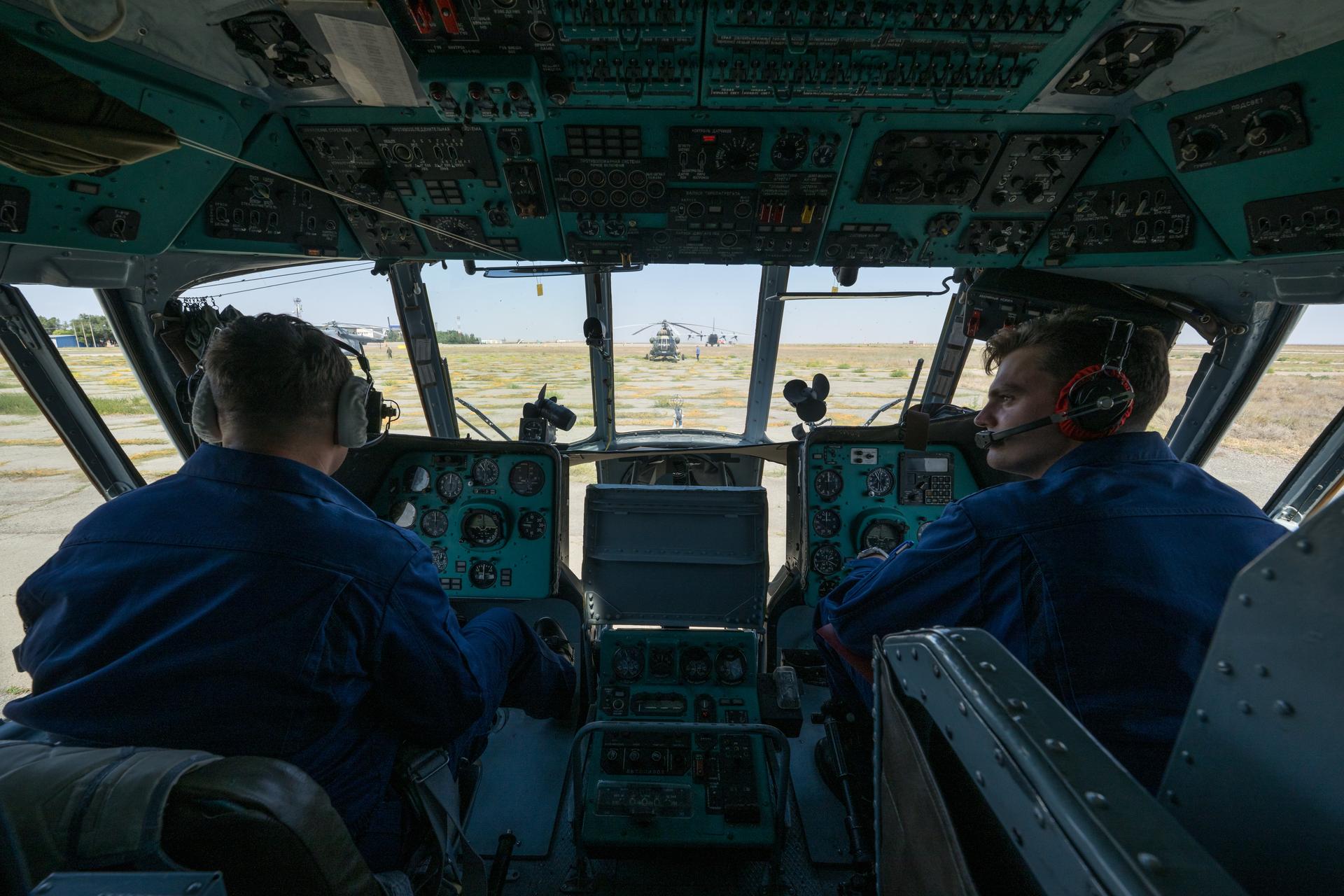 NASA, Roscosmos, and Russian Search and Recovery Forces prepare for the landing of Expedition 74 NASA astronaut Chris Williams, and Roscosmos cosmonauts Sergey Kud-Sverchkov, and Sergei Mikaev, Sunday, July 26, 2026 in Zhezkazgan, Kazakhstan. Williams, Kud-Sverchkov, and Mikaev, are returning to Earth after logging 241 days in space as a members of Expeditions 73 and 74 aboard the International Space Station. Photo Credit: (NASA/Bill Ingalls)