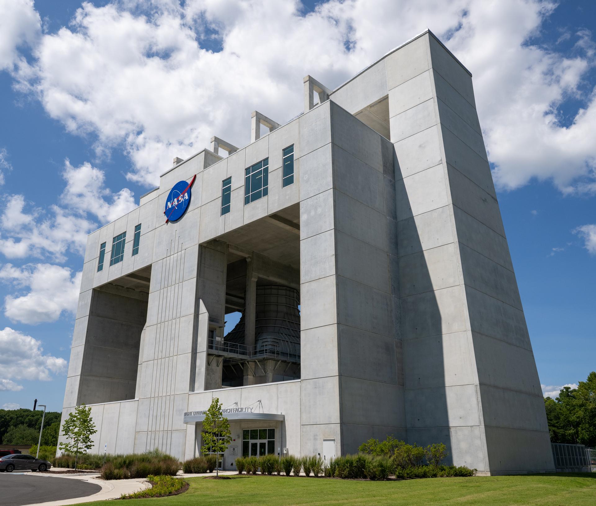 The Flight Dynamics Research Facility, NASA's newest wind tunnel, is seen Thursday, July 30, 2026, at NASA’s Langley Research Center in Hampton, Virginia. The state-of-the-art facility will support research and technology development that will advance the agency’s aeronautics, exploration, and science goals, including establishing a sustained human presence on the lunar surface through the Artemis program and the development of a Moon Base. Photo Credit: (NASA/Keegan Barber)