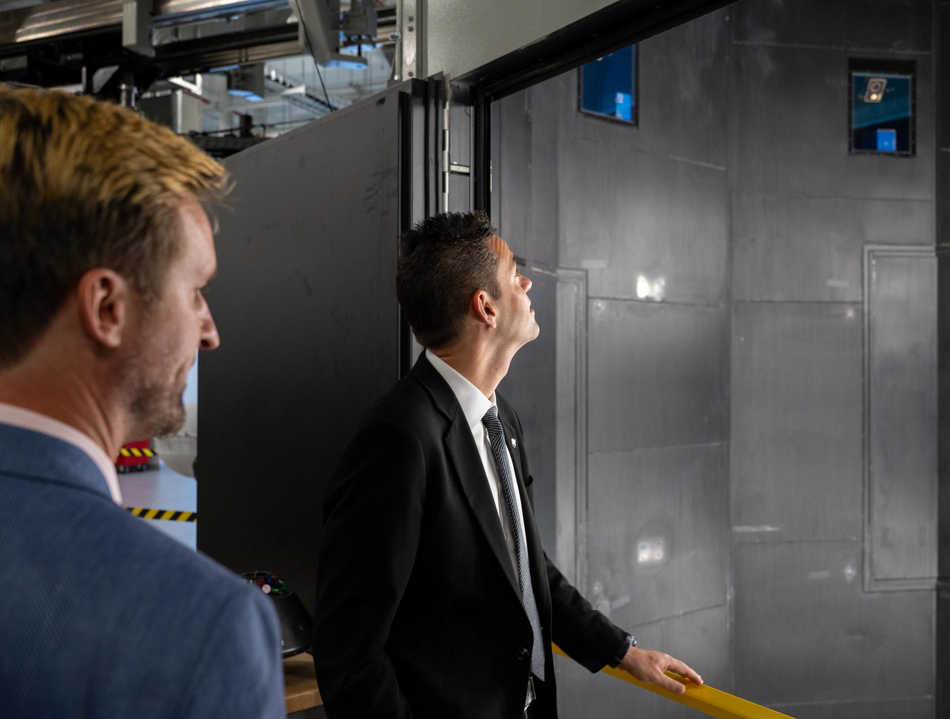 NASA Administrator Jared Isaacman is seen during a tour of the Flight Dynamics Research Facility, NASA's newest wind tunnel, Friday, July 31, 2026, at NASA’s Langley Research Center in Hampton, Virginia. The state-of-the-art facility will support research and technology development that will advance the agency’s aeronautics, exploration, and science goals, including establishing a sustained human presence on the lunar surface through the Artemis program and the development of a Moon Base. Photo Credit: (NASA/Keegan Barber)
