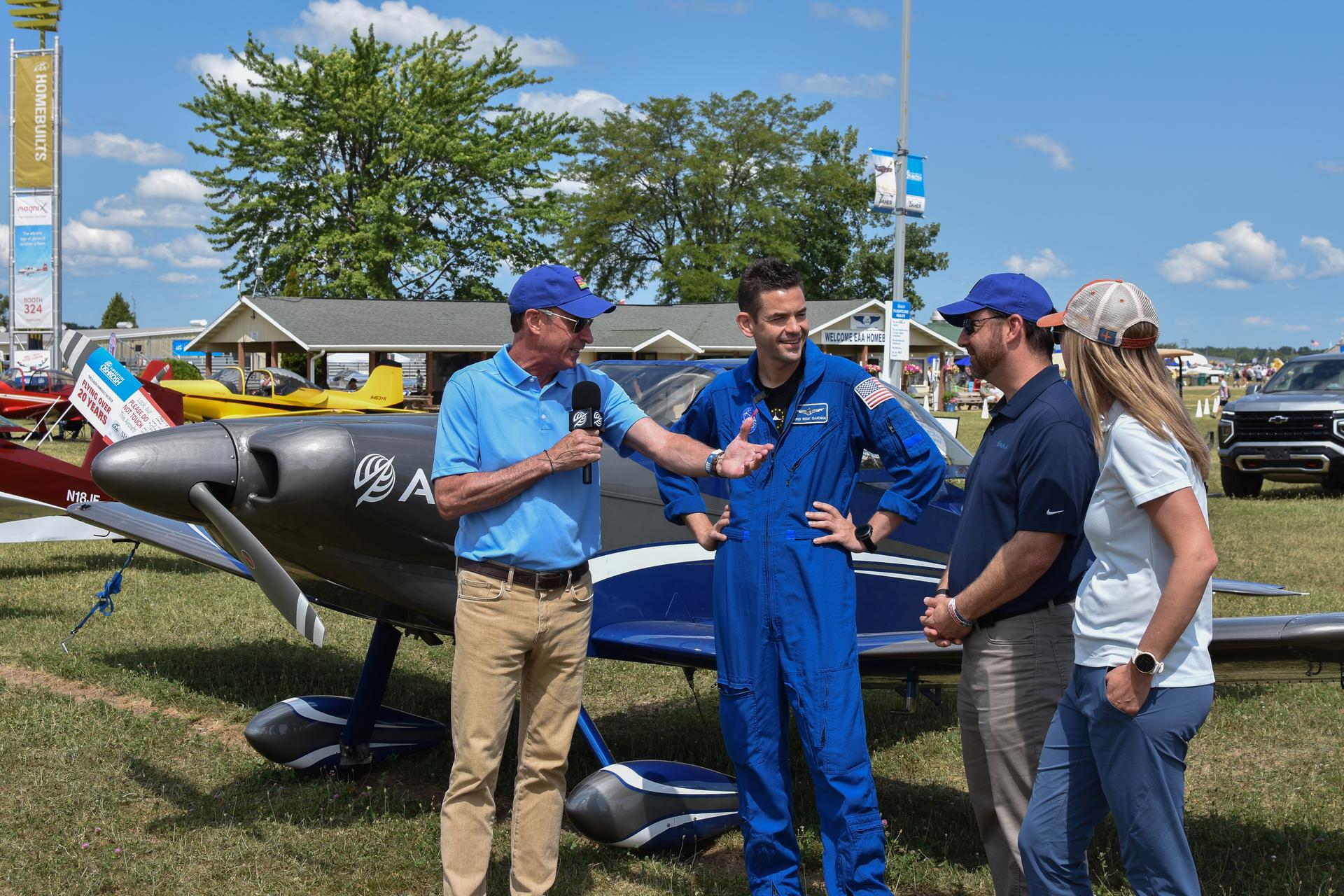 NASA Administrator Jared Isaacman meets with representatives from the American Institute of Aeronautics and Astronautics (AIAA) at the 2026 Experimental Aircraft Association (EAA) AirVenture air show in Oshkosh, Wisconsin, on Thursday, July 23, 2026.