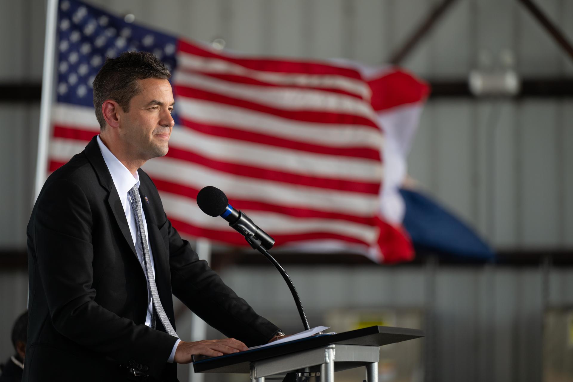 NASA Administrator Jared Isaacman is seen during a press conference, Friday, Aug. 14, 2026, at NASA's Kennedy Space Center in Florida. NASA announced the two-day MAX POWER event, taking place in November 2026, which will feature air shows, skydiving stunts, technology demonstrations, spaceflight hardware, military aircraft, behind-the-scenes access to Kennedy, talks from NASA experts, and appearances by astronauts. Photo Credit: (NASA/John Kraus)