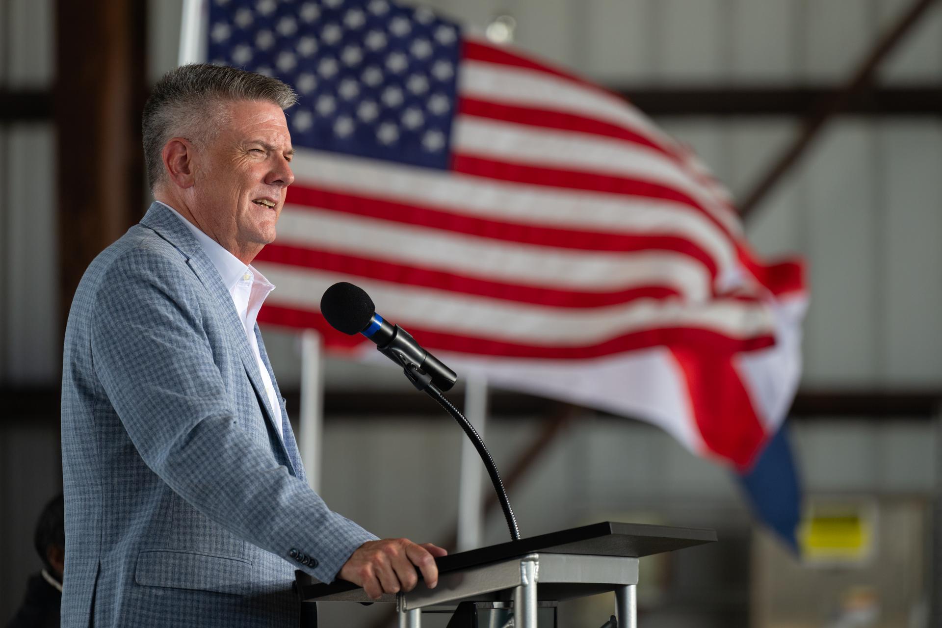 Kennedy Space Center Director Brian Hughes speaks during a press conference, Friday, Aug. 14, 2026, at NASA's Kennedy Space Center in Florida. NASA announced the two-day MAX POWER event, taking place in November 2026, which will feature air shows, skydiving stunts, technology demonstrations, spaceflight hardware, military aircraft, behind-the-scenes access to Kennedy, talks from NASA experts, and appearances by astronauts. Photo Credit: (NASA/John Kraus)