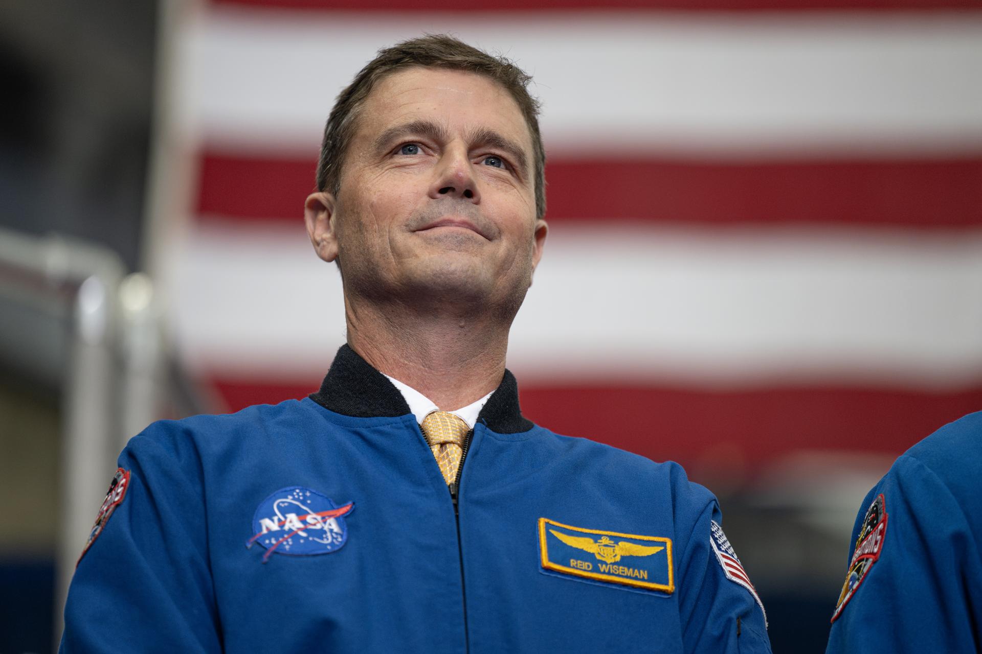 NASA astronaut Artemis II commander Reid Wiseman is seen during an event to award the Congressional Space Medal of Honor to the Artemis II crew, Friday, Aug. 28, 2026, at NASA's Johnson Space Center in Houston, Texas. The Artemis II crew completed their approximately ten-day mission around the Moon in April 2026 and are the 31st, 32nd, 33rd, and 34th astronauts to receive the award. Photo Credit: (NASA/John Kraus)
