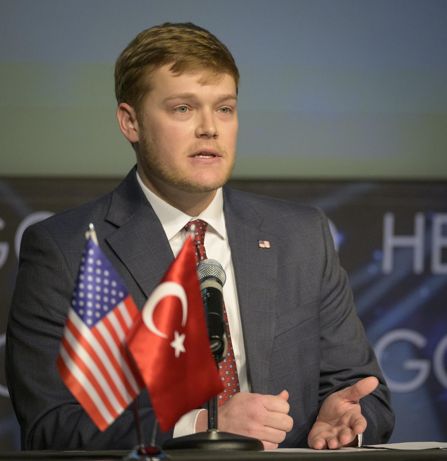 U.S. Deputy Assistant Secretary of State for Space and Environment Connor Tomlinson gives remarks during an Artemis Accord signing ceremony with the Republic of Türkiye Monday, August 31, 2026, at the Mary W. Jackson NASA Headquarters building in Washington. Türkiye is the 71st country to sign the Artemis Accords, which establish a practical set of principles to guide space exploration cooperation among nations participating in NASA’s Artemis program. Photo Credit: (NASA/Bill Ingalls)