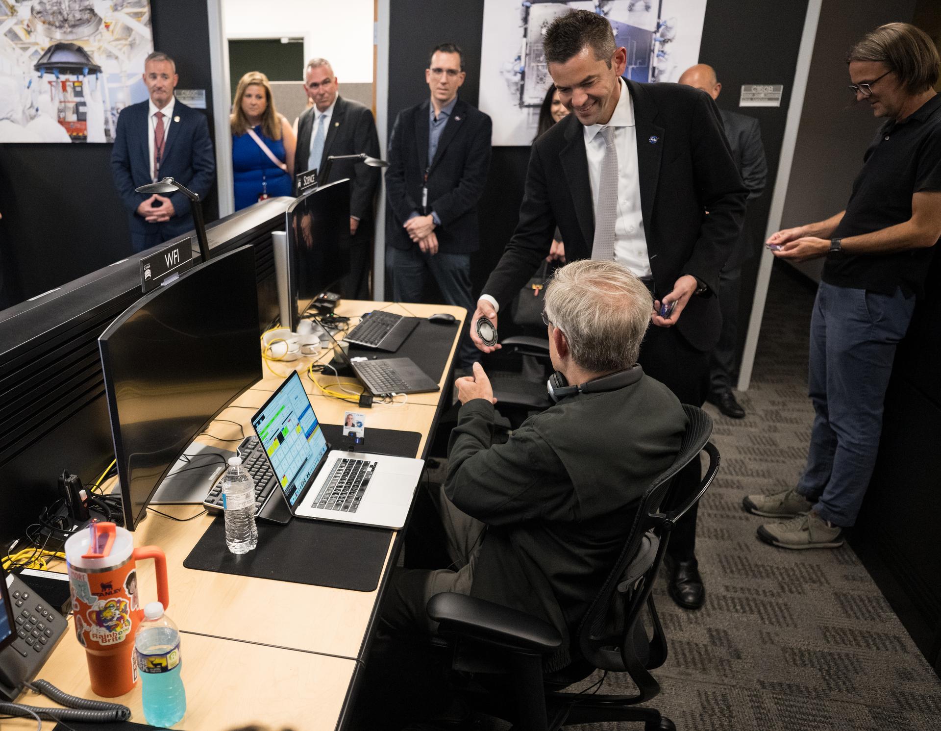 NASA Administrator Jared Isaacman greets employees in the Roman Space Telescope Mission Operations Center during an event held to celebrate the launch of the Nancy Grace Roman Space Telescope, Tuesday, Sept. 1, 2026, at NASA’s Goddard Space Flight Center in Greenbelt, Maryland. Photo Credit: (NASA/Aubrey Gemignani)