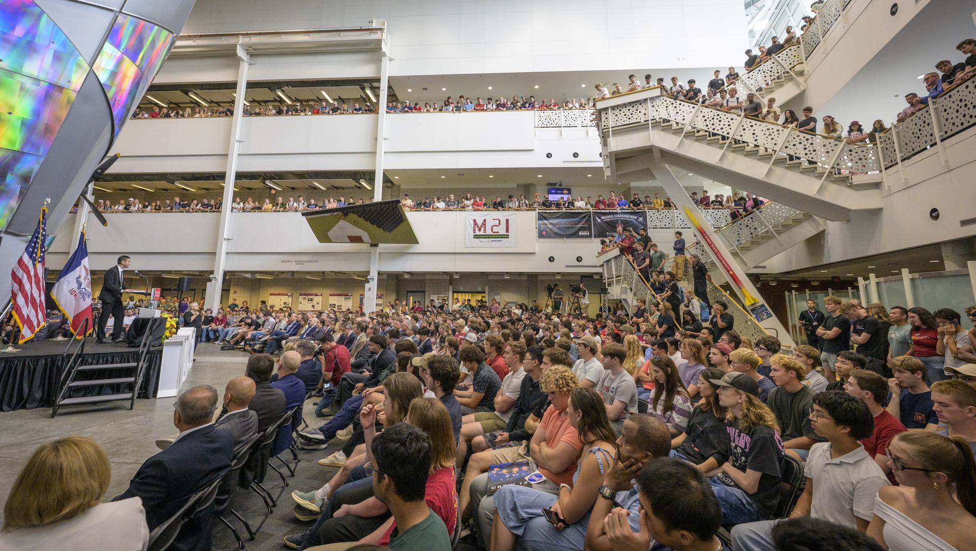 NASA Administrator Jared Isaacman gives remarks during a townhall with students, Tuesday, Sept. 8, 2026, at Iowa State University in Ames, Iowa. Photo Credit: (NASA/Bill Ingalls)