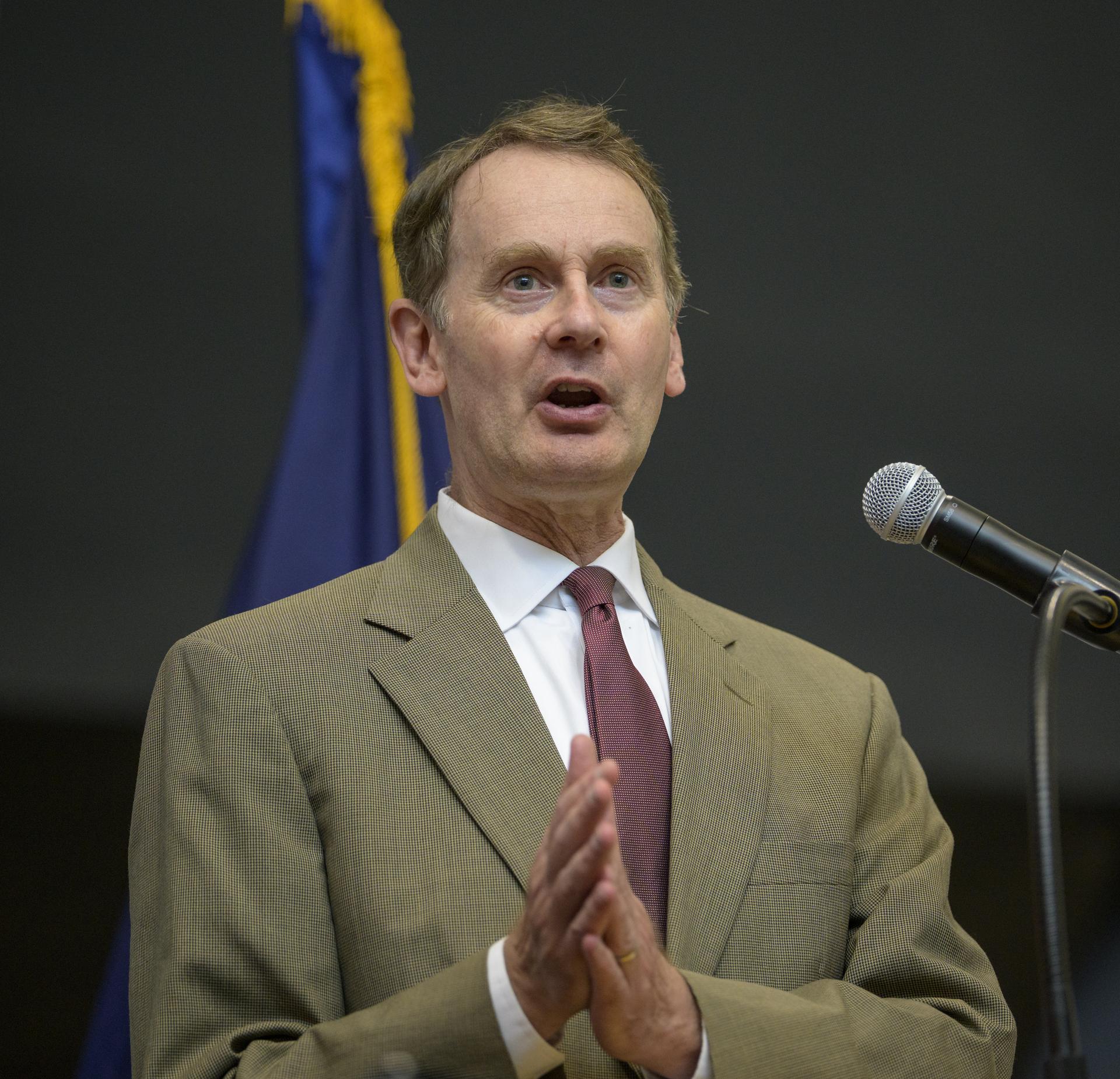 Assistant Secretary of Education, Office of Postsecondary Education David Barker gives remarks during a townhall with students, Tuesday, Sept. 8, 2026, at Iowa State University in Ames, Iowa. Photo Credit: (NASA/Bill Ingalls)