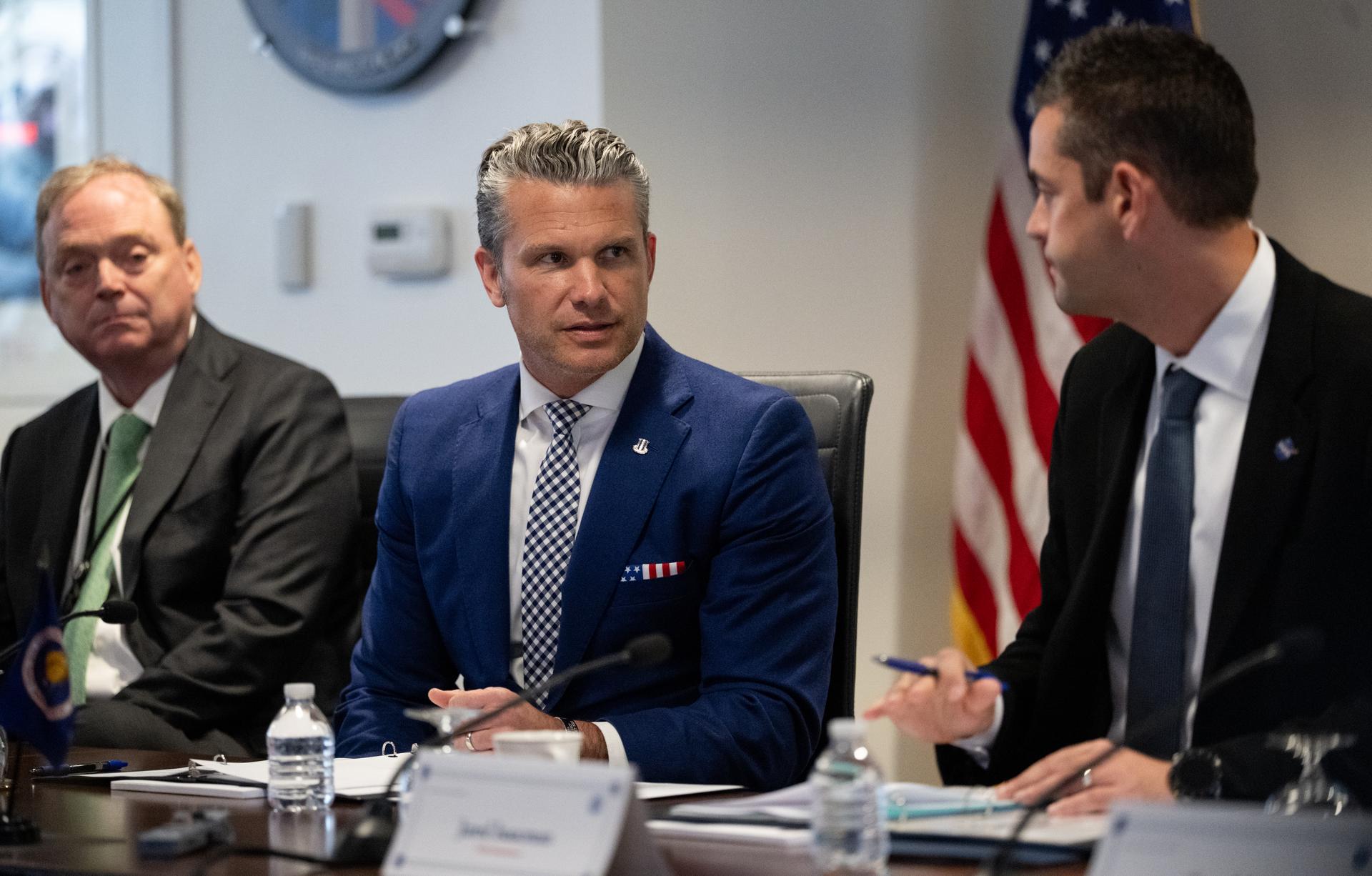 Secretary of War Pete Hegseth is seen during a meeting of the Presidential Commission on the United States Space Academy in the Space Operations Center, Wednesday, Sept. 9, 2026, at the Mary W. Jackson NASA Headquarters Building in Washington. The commission will meet and submit a report proposing recommendations for the establishment of the Space Academy. Photo Credit (NASA/Joel Kowsky)