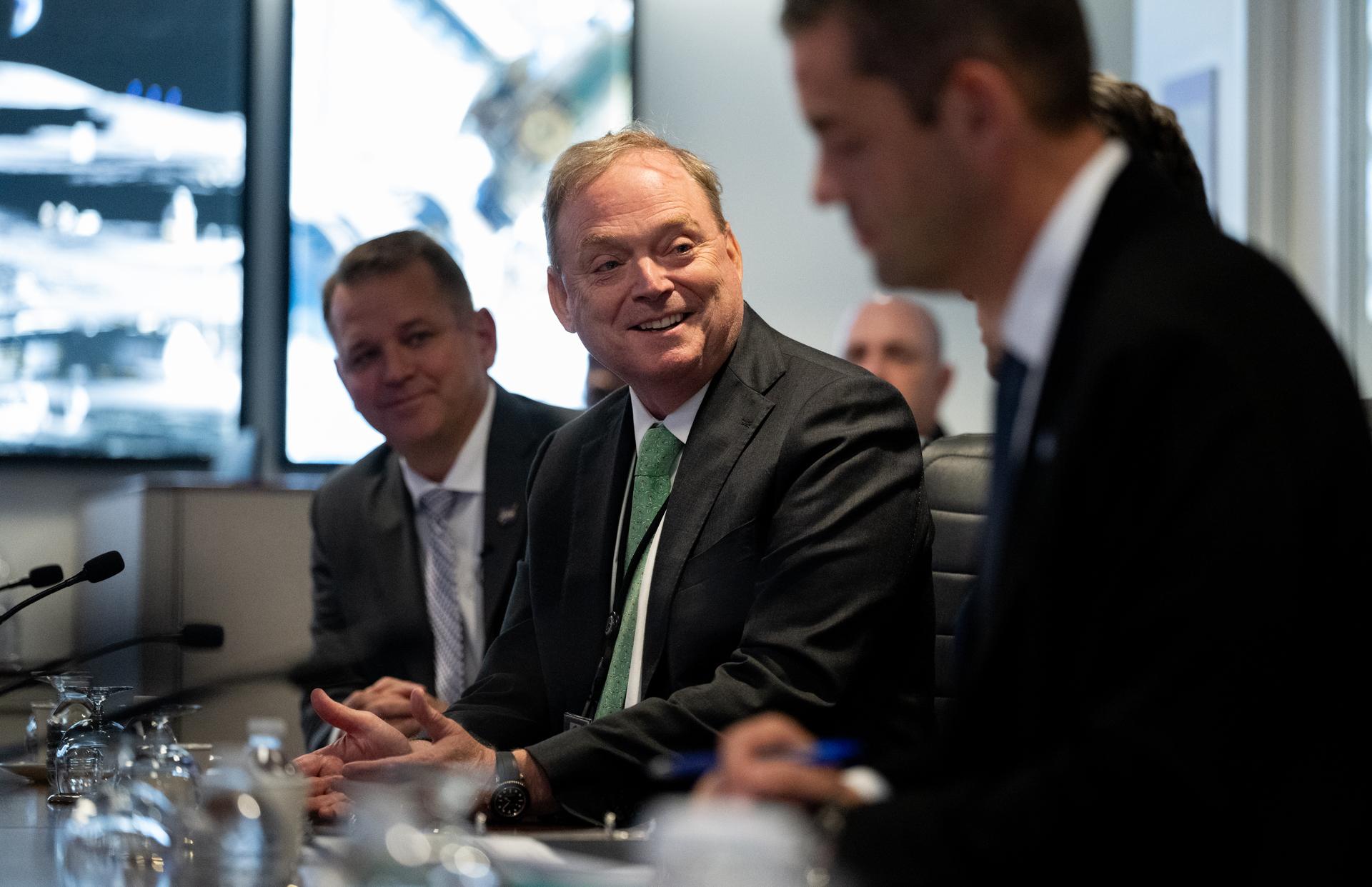 Kevin Hassett, Director of the National Economic Council, is seen during a meeting of the Presidential Commission on the United States Space Academy in the Space Operations Center, Wednesday, Sept. 9, 2026, at the Mary W. Jackson NASA Headquarters Building in Washington.  The commission will meet and submit a report proposing recommendations for the establishment of the Space Academy.  Photo Credit (NASA/Joel Kowsky)