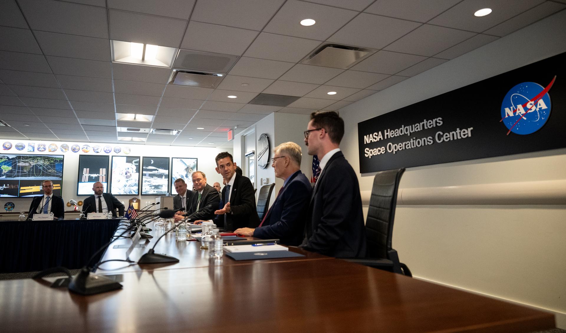 NASA Administrator Jared Isaacman, center, is seen during a meeting of the Presidential Commission on the United States Space Academy in the Space Operations Center, Wednesday, Sept. 9, 2026, at the Mary W. Jackson NASA Headquarters Building in Washington. The commission will meet and submit a report proposing recommendations for the establishment of the Space Academy. Photo Credit (NASA/Joel Kowsky)