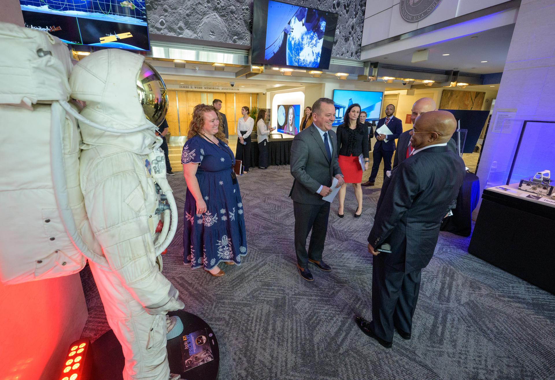 NASA Deputy Administrator Matt Anderson, center, meets, Ambassador of Djibouti to the United States, Mohamed Siad Douale, right, ahead of an Artemis Accords signing ceremony Monday, September 14, 2026, at the Mary W. Jackson NASA Headquarters building in Washington. Djibouti is the 72nd country to sign the Artemis Accords, which establish a practical set of principles to guide space exploration cooperation among nations participating in NASA’s Artemis program. Photo Credit: (NASA/Bill Ingalls)