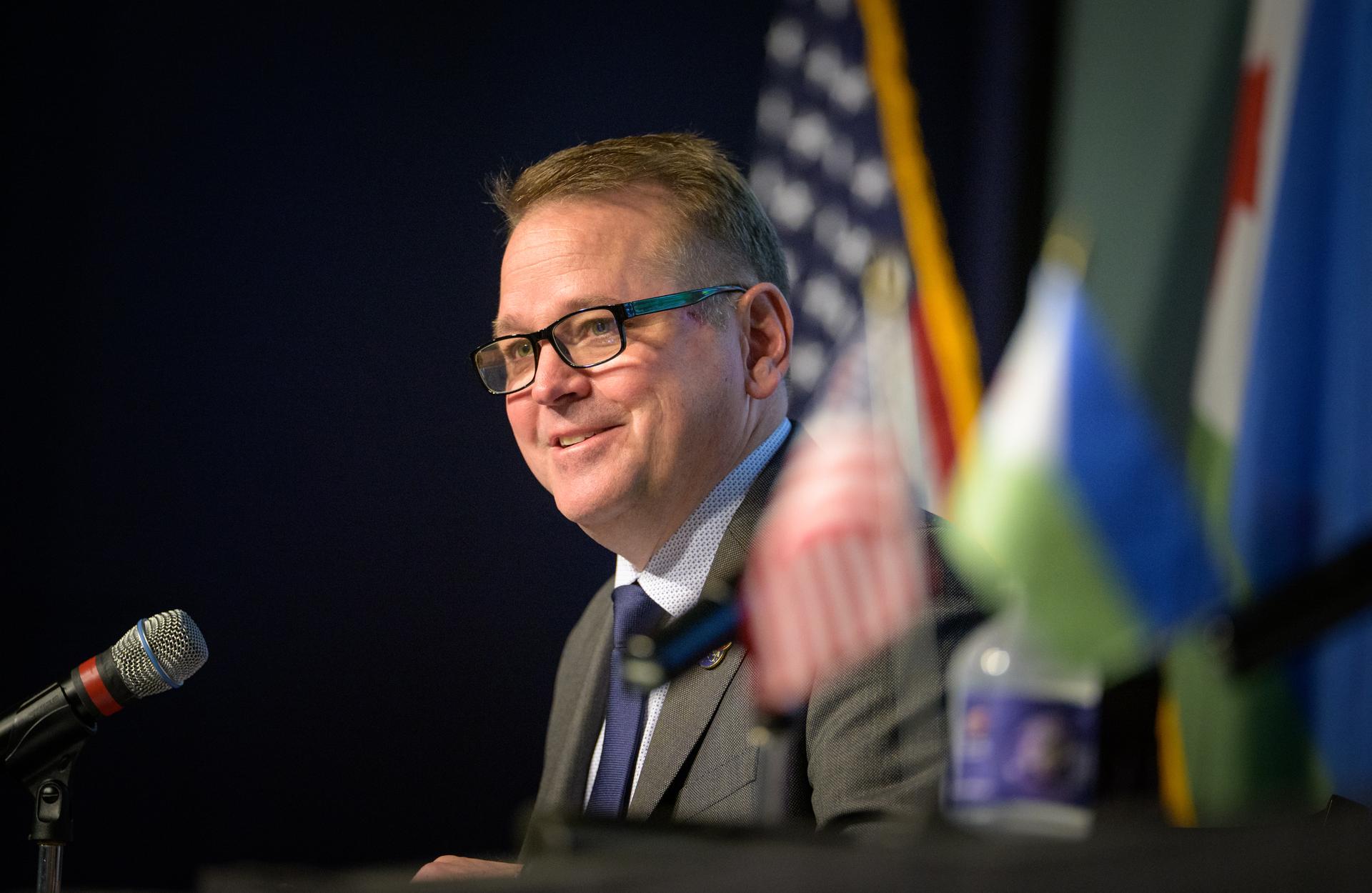 NASA Deputy Administrator Matt Anderson gives remarks during an Artemis Accord signing ceremony with Djibouti, Monday, September 14, 2026, at the Mary W. Jackson NASA Headquarters building in Washington. Djibouti is the 72nd country to sign the Artemis Accords, which establish a practical set of principles to guide space exploration cooperation among nations participating in NASA’s Artemis program. Photo Credit: (NASA/Bill Ingalls)