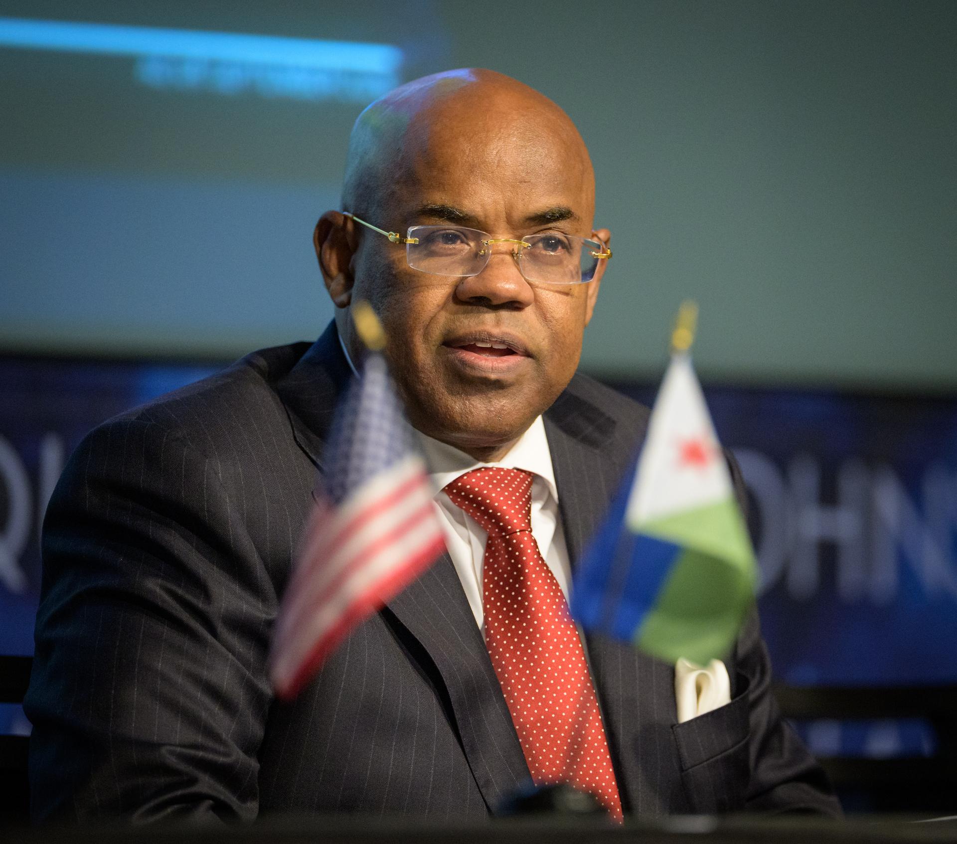 Ambassador of Djibouti to the United States, Mohamed Siad Douale gives remarks during an Artemis Accord signing ceremony with Djibouti, Monday, September 14, 2026, at the Mary W. Jackson NASA Headquarters building in Washington. Djibouti is the 72nd country to sign the Artemis Accords, which establish a practical set of principles to guide space exploration cooperation among nations participating in NASA’s Artemis program. Photo Credit: (NASA/Bill Ingalls)