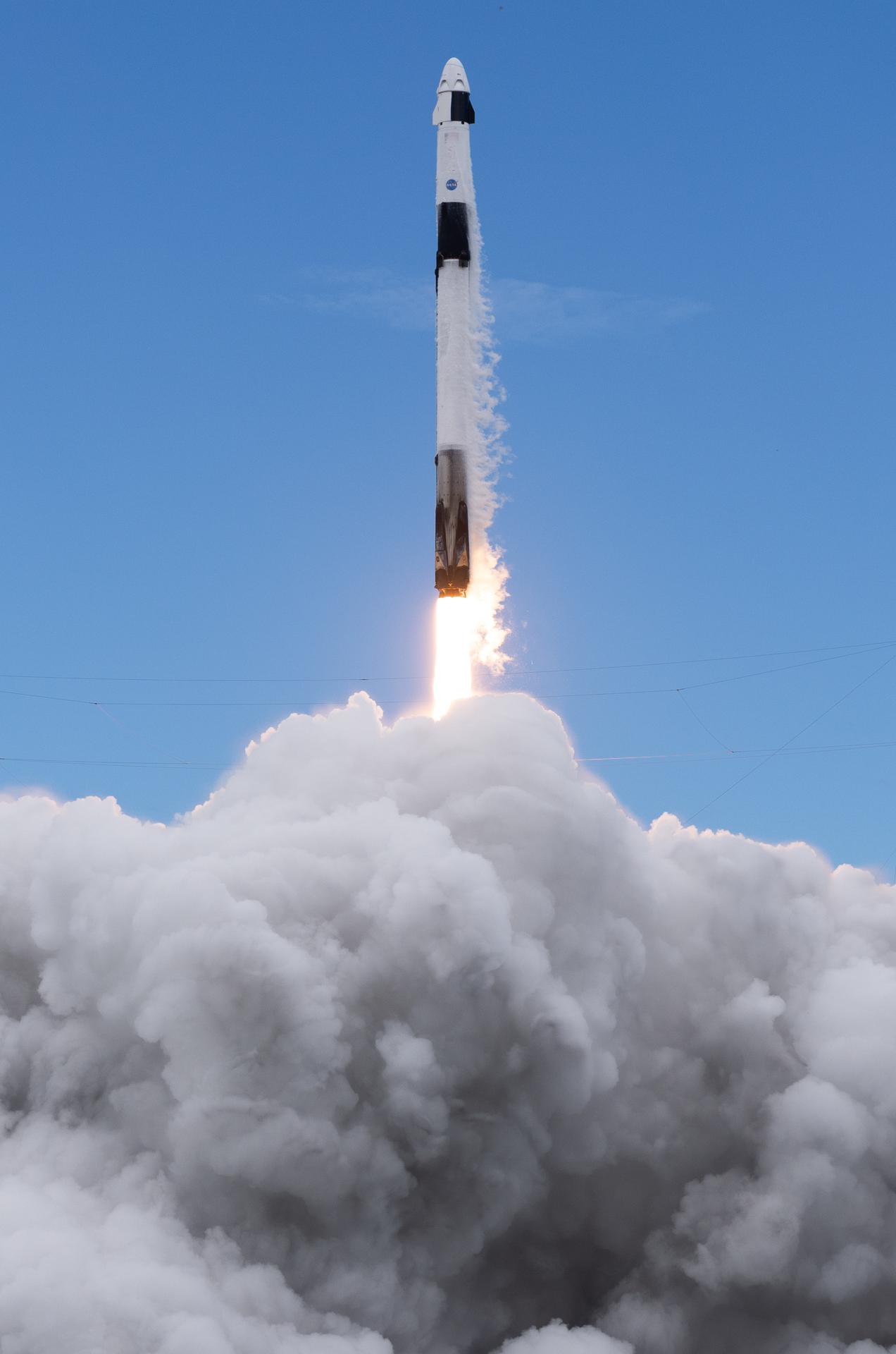 A SpaceX Falcon 9 rocket carrying the company's Dragon spacecraft is launched on NASA’s SpaceX Crew-13 mission to the International Space Station with NASA astronauts Jessica Watkins and Luke Delaney, CSA (Canadian Space Agency) astronaut Joshua Kutryk, and Roscosmos cosmonaut Sergey Teteryatnikov onboard, Thursday, Oct. 1, 2026, from Cape Canaveral Space Force Station in Florida. NASA’s SpaceX Crew-13 mission is the 13th crew rotation mission of the SpaceX Dragon spacecraft and Falcon 9 rocket to the International Space Station as part of the agency’s Commercial Crew Program. Watkins, Delaney, Kutryk, Teteryatnikov launched at 11:10 a.m. EDT from Space Launch Complex 40 at the Cape Canaveral Space Force Station to begin a mission aboard the orbital outpost. Photo Credit: (NASA/Joel Kowsky)