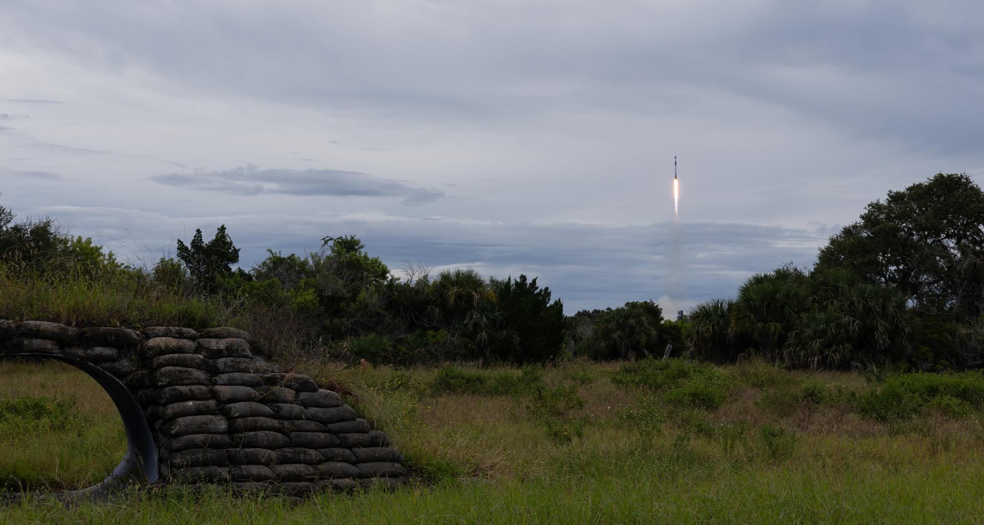 A SpaceX Falcon 9 rocket carrying the company's Dragon spacecraft is launched on NASA’s SpaceX Crew-13 mission to the International Space Station with NASA astronauts Jessica Watkins and Luke Delaney, CSA (Canadian Space Agency) astronaut Joshua Kutryk, and Roscosmos cosmonaut Sergey Teteryatnikov onboard, Thursday, Oct. 1, 2026, from Cape Canaveral Space Force Station in Florida. NASA’s SpaceX Crew-13 mission is the 13th crew rotation mission of the SpaceX Dragon spacecraft and Falcon 9 rocket to the International Space Station as part of the agency’s Commercial Crew Program. Watkins, Delaney, Kutryk, Teteryatnikov launched at 11:10 a.m. EDT from Space Launch Complex 40 at the Cape Canaveral Space Force Station to begin a mission aboard the orbital outpost. Photo Credit: (NASA/Joel Kowsky)