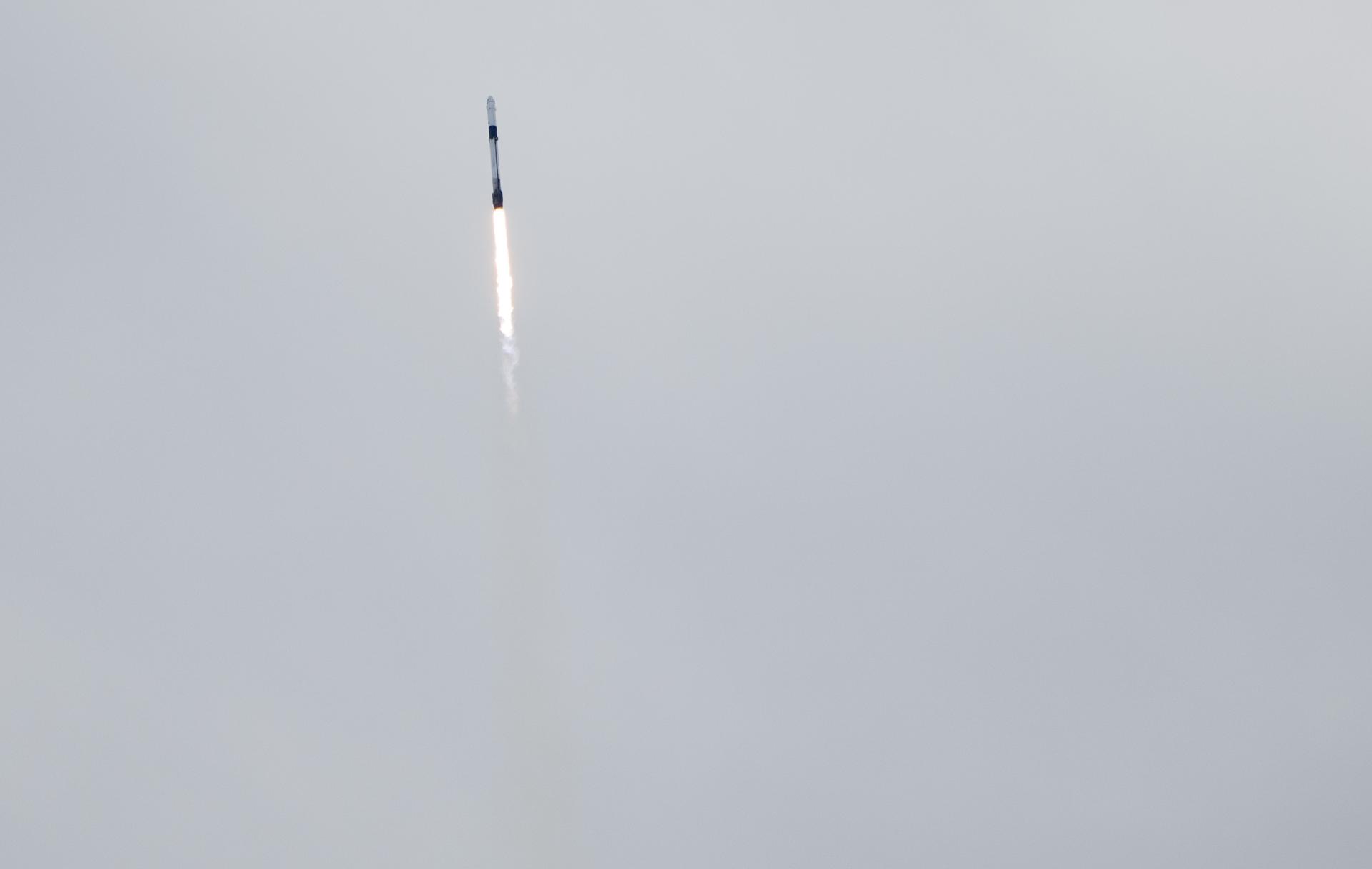 A SpaceX Falcon 9 rocket carrying the company's Dragon spacecraft is launched on NASA’s SpaceX Crew-13 mission to the International Space Station with NASA astronauts Jessica Watkins and Luke Delaney, CSA (Canadian Space Agency) astronaut Joshua Kutryk, and Roscosmos cosmonaut Sergey Teteryatnikov onboard, Thursday, Oct. 1, 2026, from Cape Canaveral Space Force Station in Florida. NASA’s SpaceX Crew-13 mission is the 13th crew rotation mission of the SpaceX Dragon spacecraft and Falcon 9 rocket to the International Space Station as part of the agency’s Commercial Crew Program. Watkins, Delaney, Kutryk, Teteryatnikov launched at 11:10 a.m. EDT from Space Launch Complex 40 at the Cape Canaveral Space Force Station to begin a mission aboard the orbital outpost. Photo Credit: (NASA/Joel Kowsky)