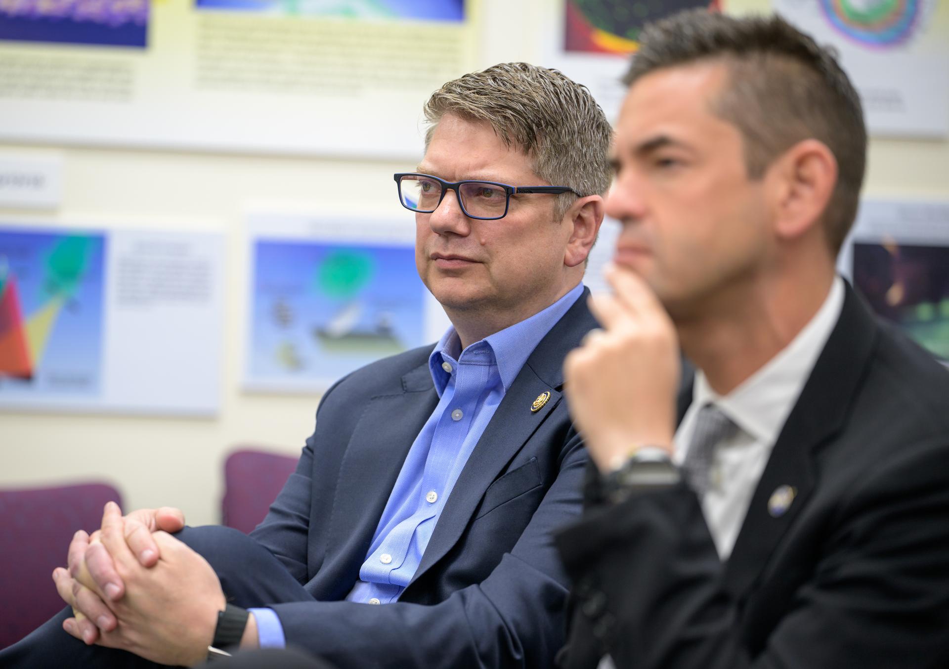 Rep. Nick Begich, R-Alaska, left, and NASA Administrator Jared Isaacman, listen as they tour Poker Flat Research Range, Monday, Oct. 5, 2026, in Fairbanks, Alaska. NASA’s visit to Alaska is part of the agency's Inspiration Tour, aimed at strengthening connections between NASA and its partners and showcasing innovation in air and space in the lead up to the MAX POWER aerospace technology expo and airshow at the agency's Kennedy Space Center in early November. Photo Credit: (NASA/Bill Ingalls)