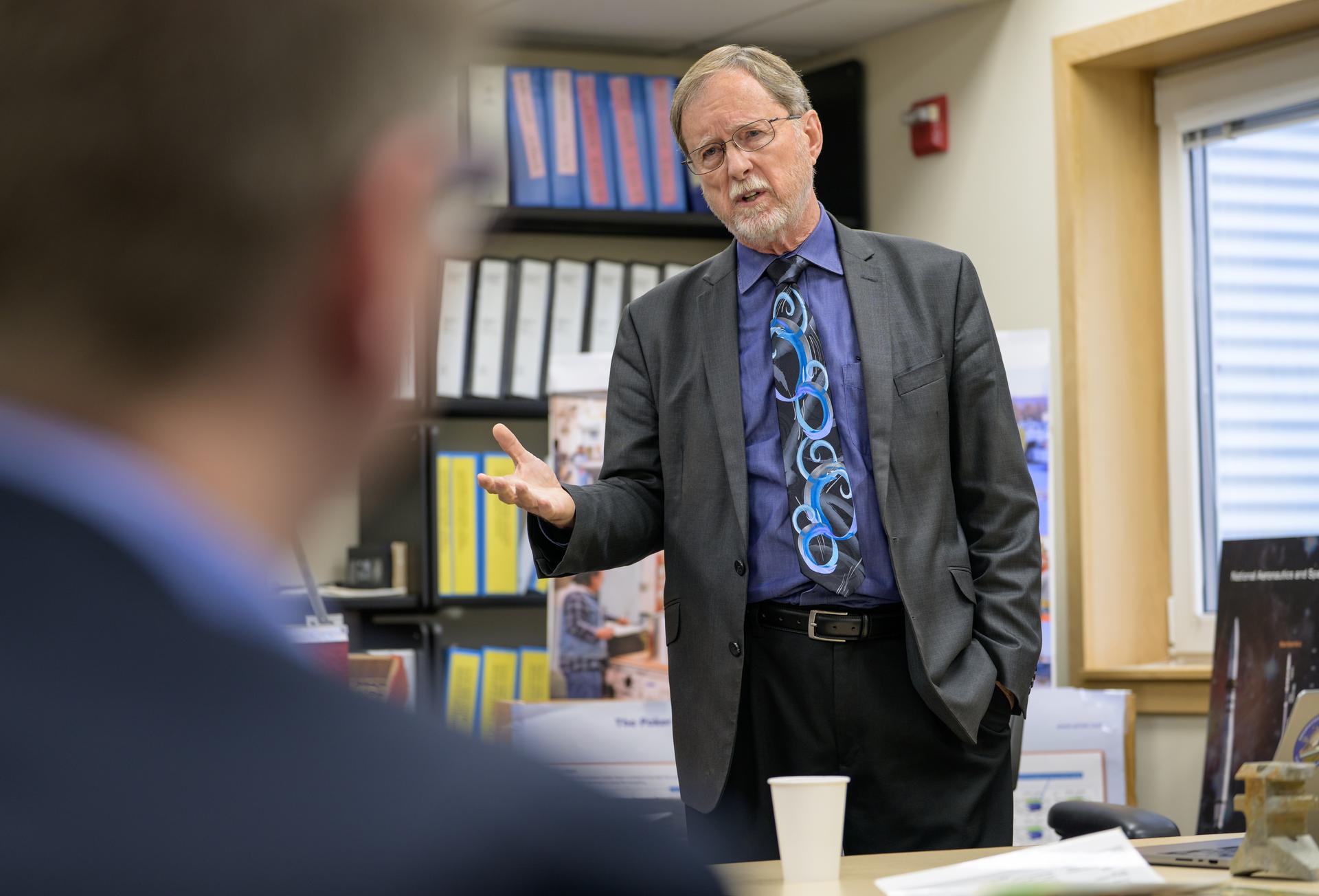 Robert McCoy, Director, Geophysical Institute, briefs NASA Administrator Jared Isaacman, and Rep. Nick Begich, R-Alaska, during a visit to Poker Flat Research Range, Monday, Oct. 5, 2026, in Fairbanks, Alaska. NASA’s visit to Alaska is part of the agency's Inspiration Tour, aimed at strengthening connections between NASA and its partners and showcasing innovation in air and space in the lead up to the MAX POWER aerospace technology expo and airshow at the agency's Kennedy Space Center in early November. Photo Credit: (NASA/Bill Ingalls)